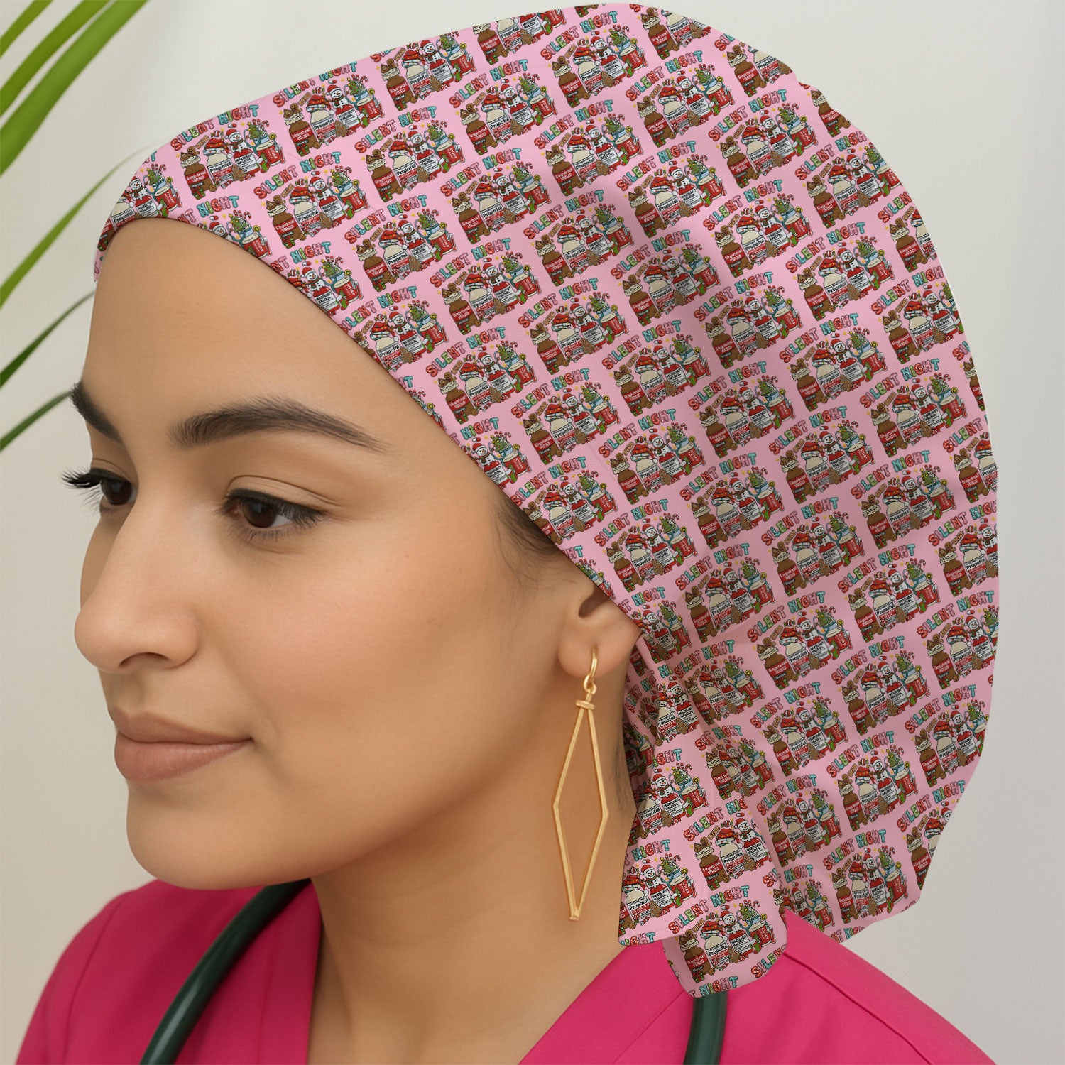 Silent Night Nurse Scrub Cap, Funny Christmas Medical Scrub Hat, Holiday Nursing Uniform