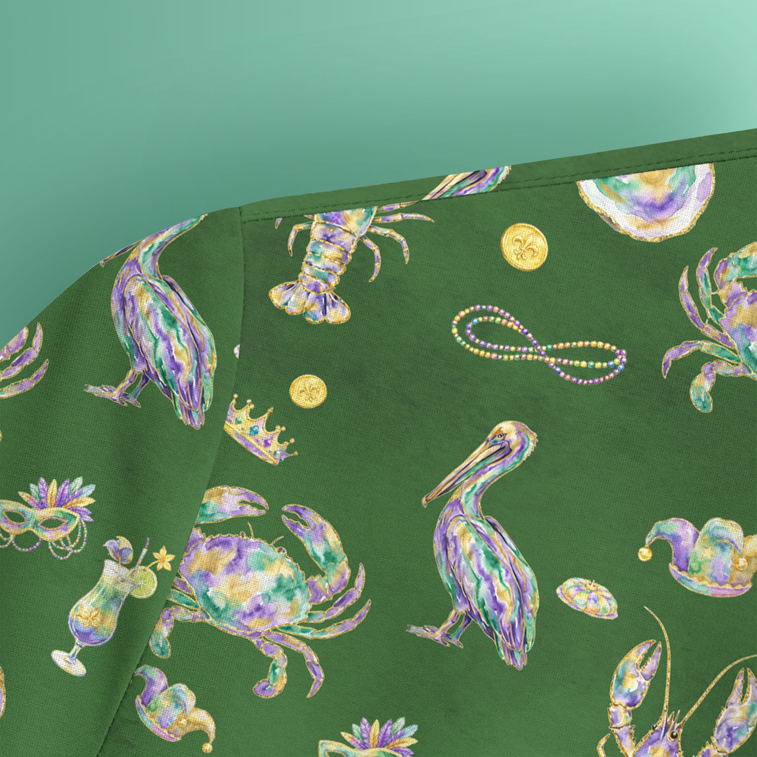 Mardi Gras Seafood Nurse Scrub Top, Comfortable Uniform Scrubs For Nursing