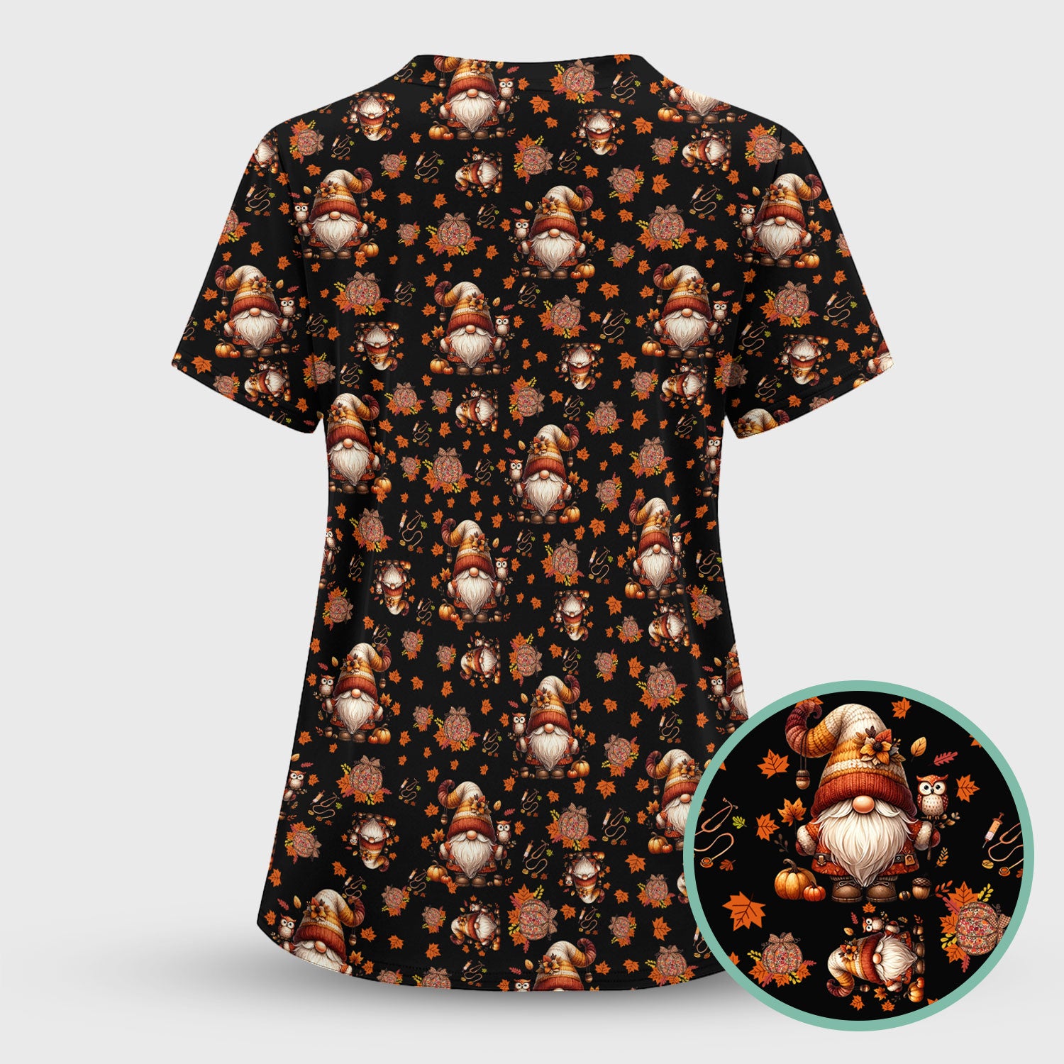 Autumn Leaves Pumpkin Scrubs for Women - Comfortable Scrubs for Nurses - Breathable Fabrics Nursing Uniform
