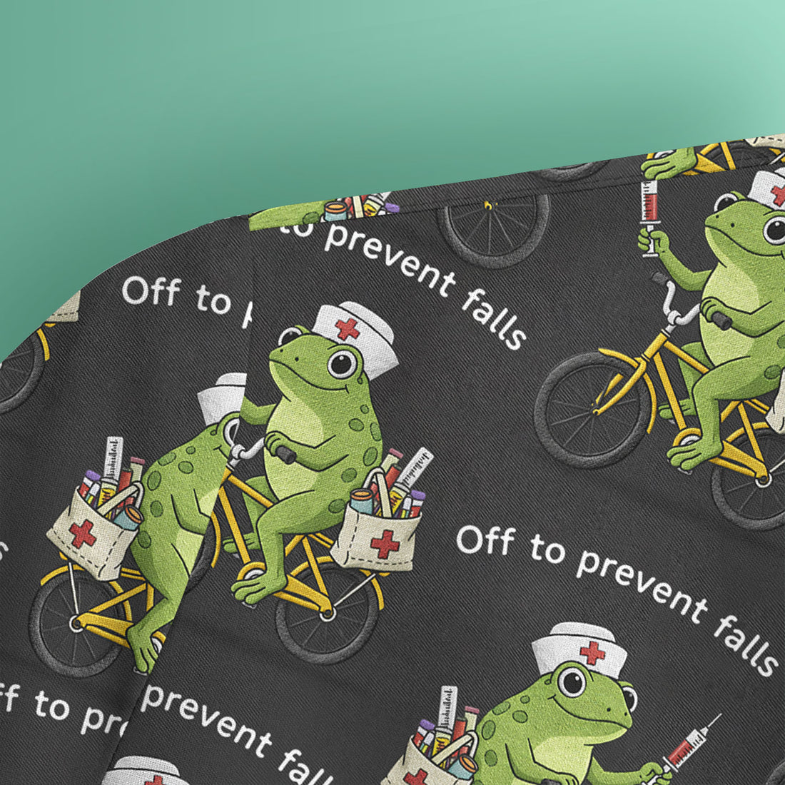 Cute Frog Riding Bike With Funny Quote Scrub Top, Comfortable Scrubs for Nurses