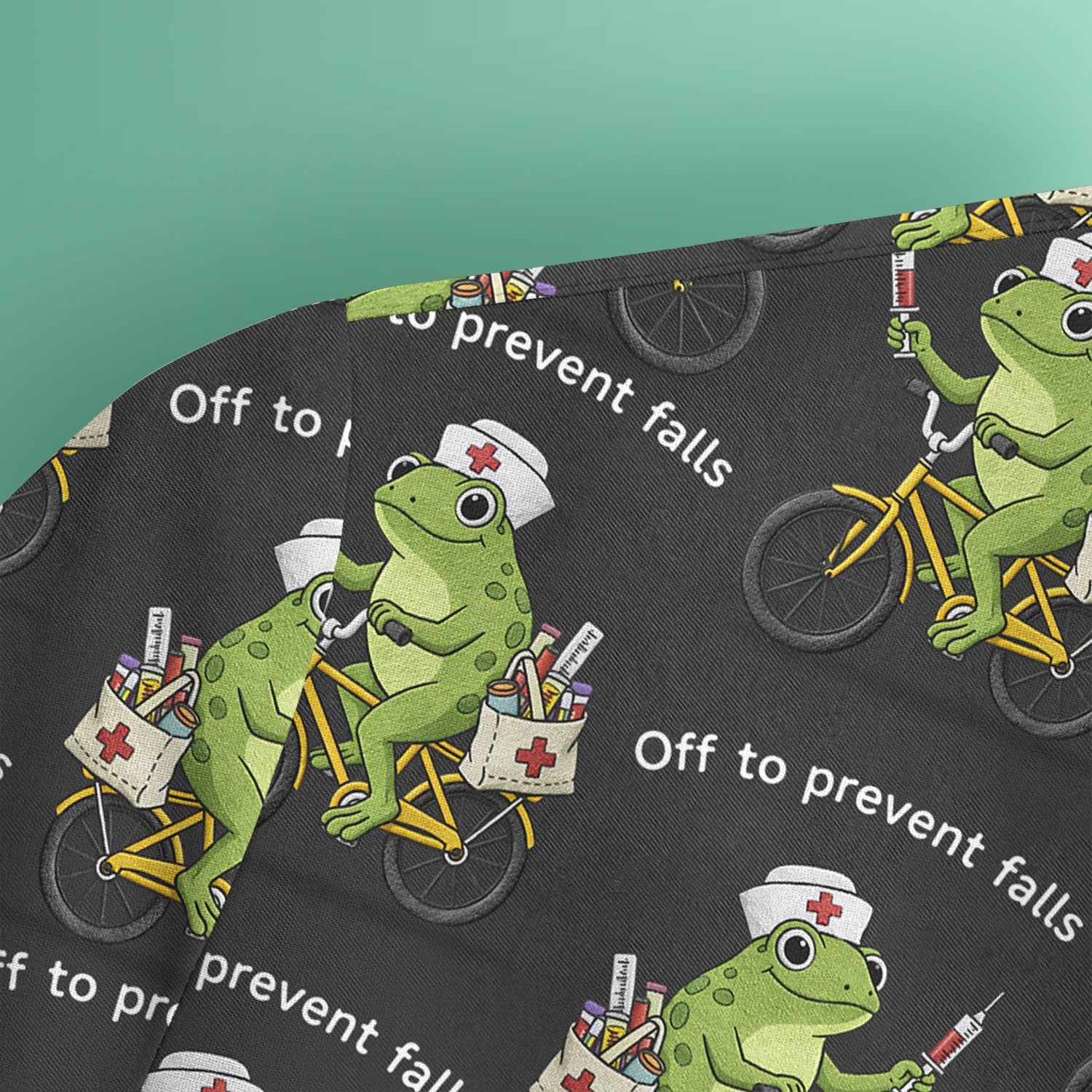 Cute Frog Riding Bike With Funny Quote Scrub Top, Comfortable Scrubs for Nurses