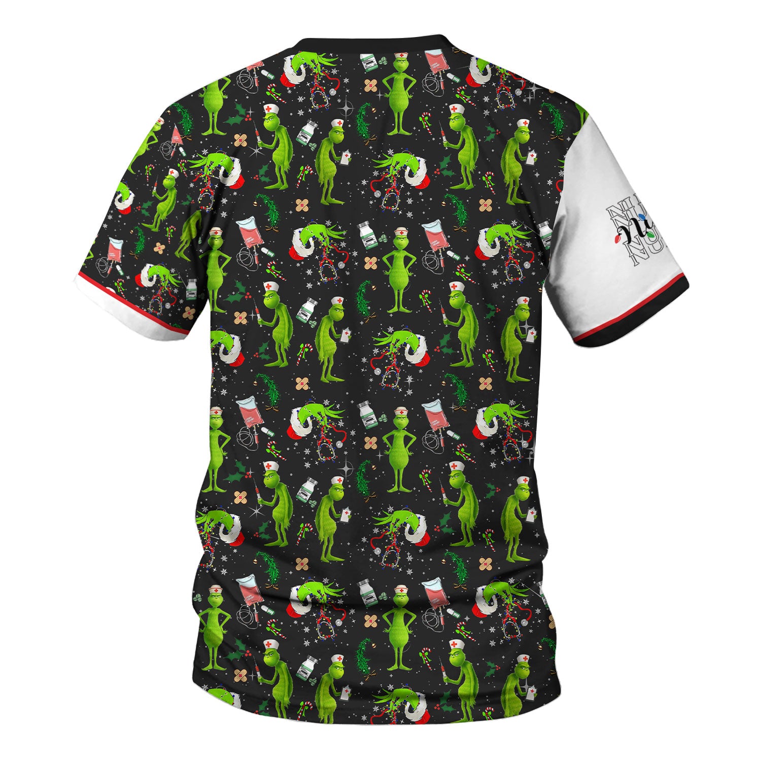 Custom Grinch Nurse Scrub Top Multi Color - Feeling Extra Grinchy Today Christmas Scrub Shirt - Funny Holiday Nursing Workwear