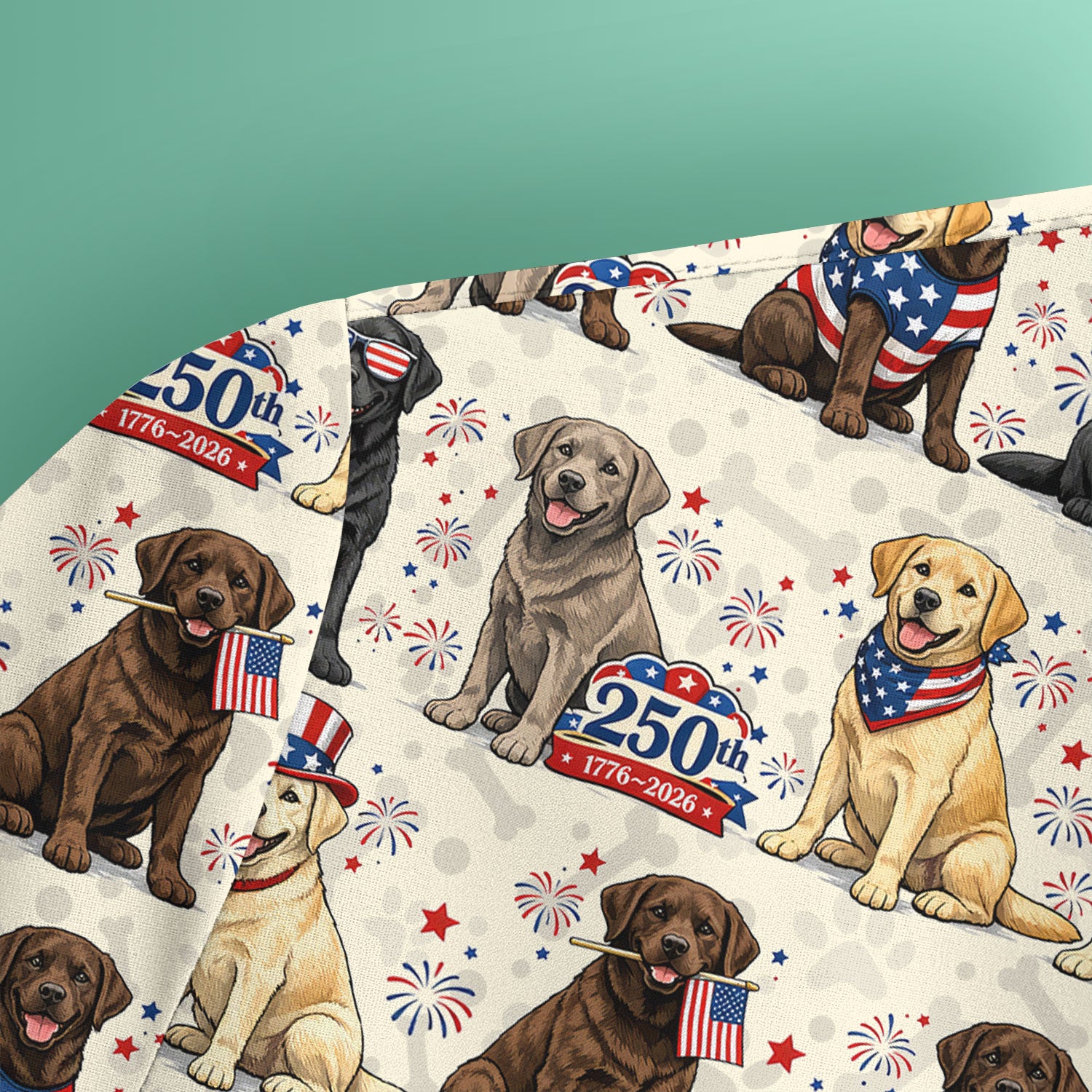 4th of July Labrador Dog Patriotic Print Scrub Top, USA Flag Nursing Uniform for Women