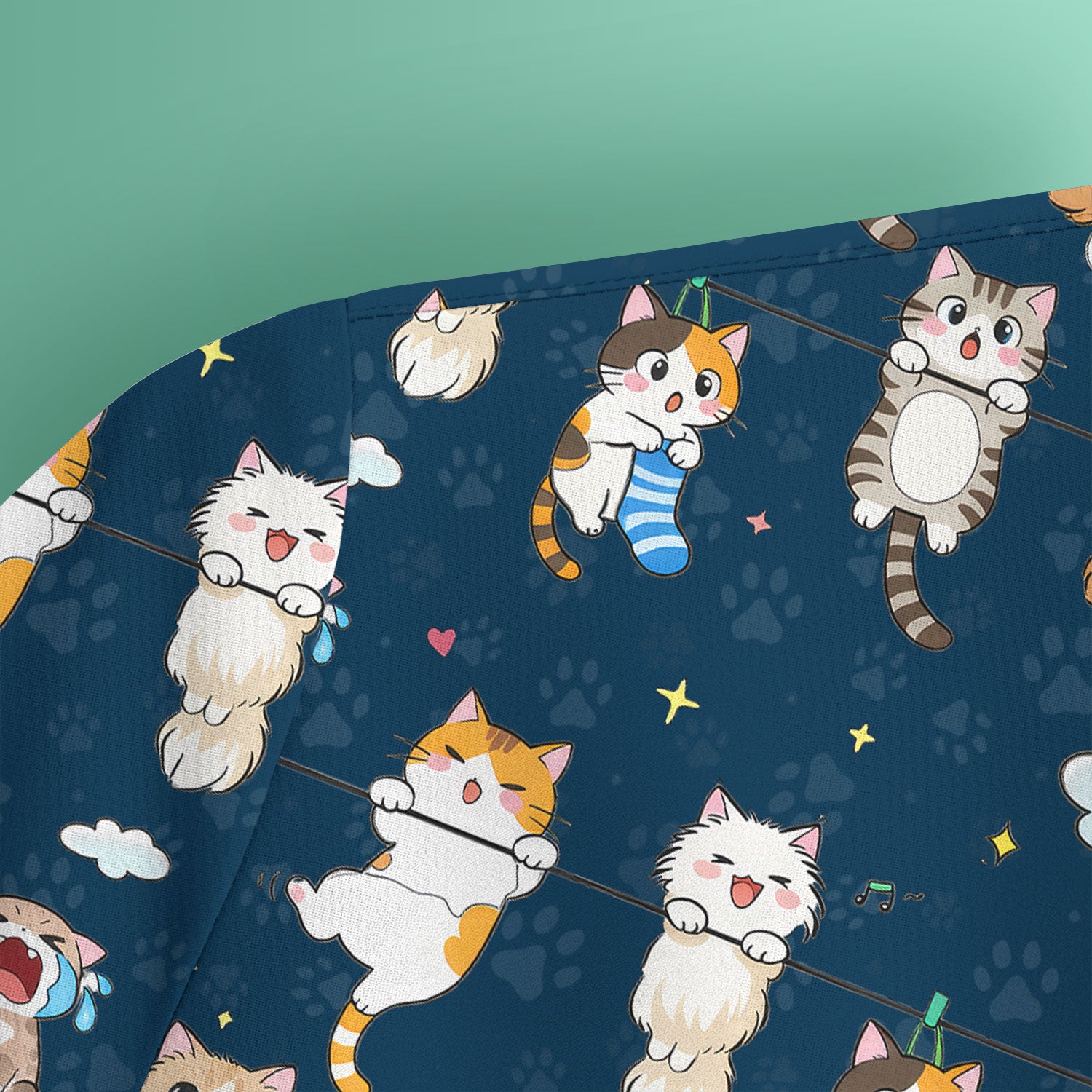 Funny Cats With Cute Expressions Pattern Scrubs Top, Comfortable Scrubs for Nurses