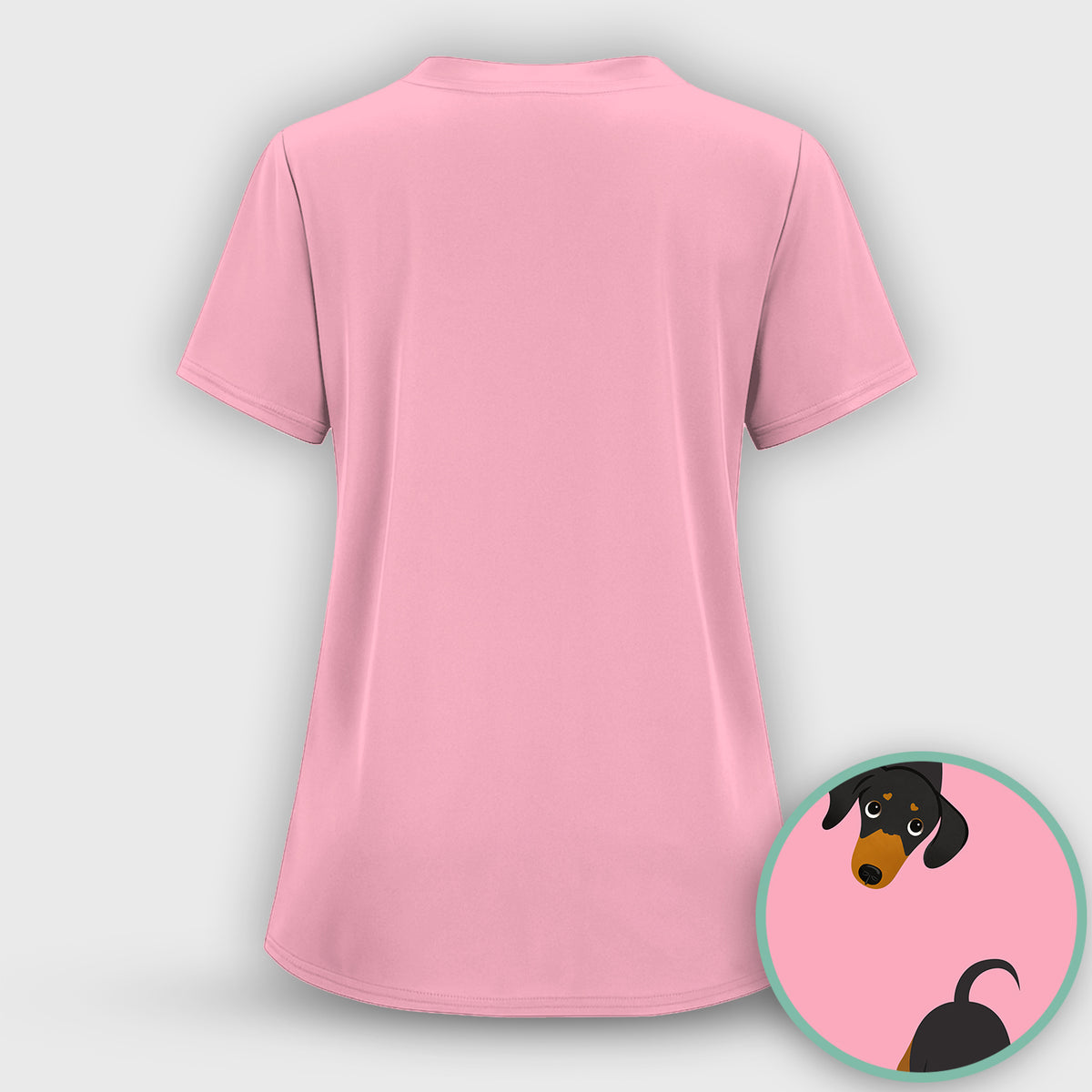 Cute Peekaboo Dachshund Dog Scrub Top, Comfortable Scrubs for Nurses