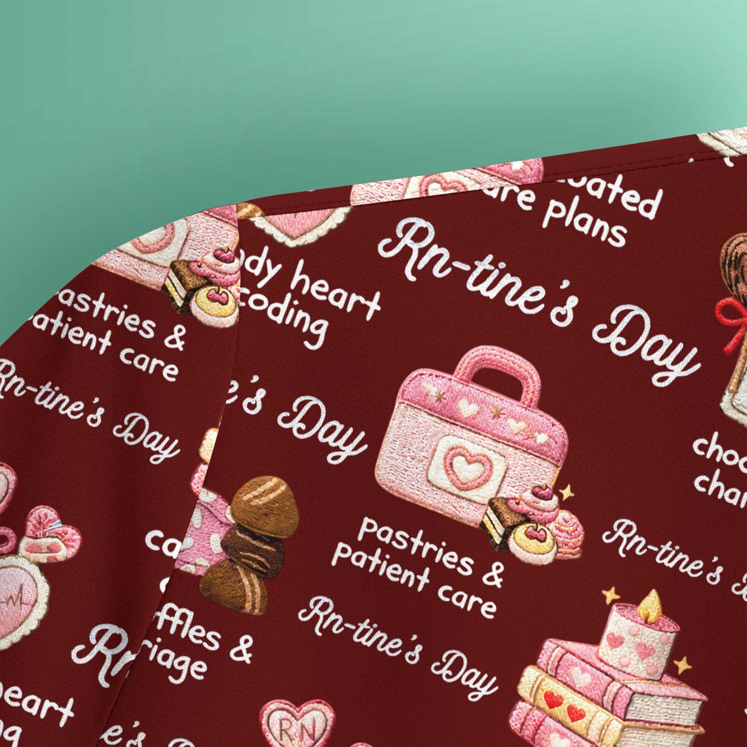 RN Sweets Valentine Stethoscope Scrub Top, Breathable Fabrics Nursing Uniform