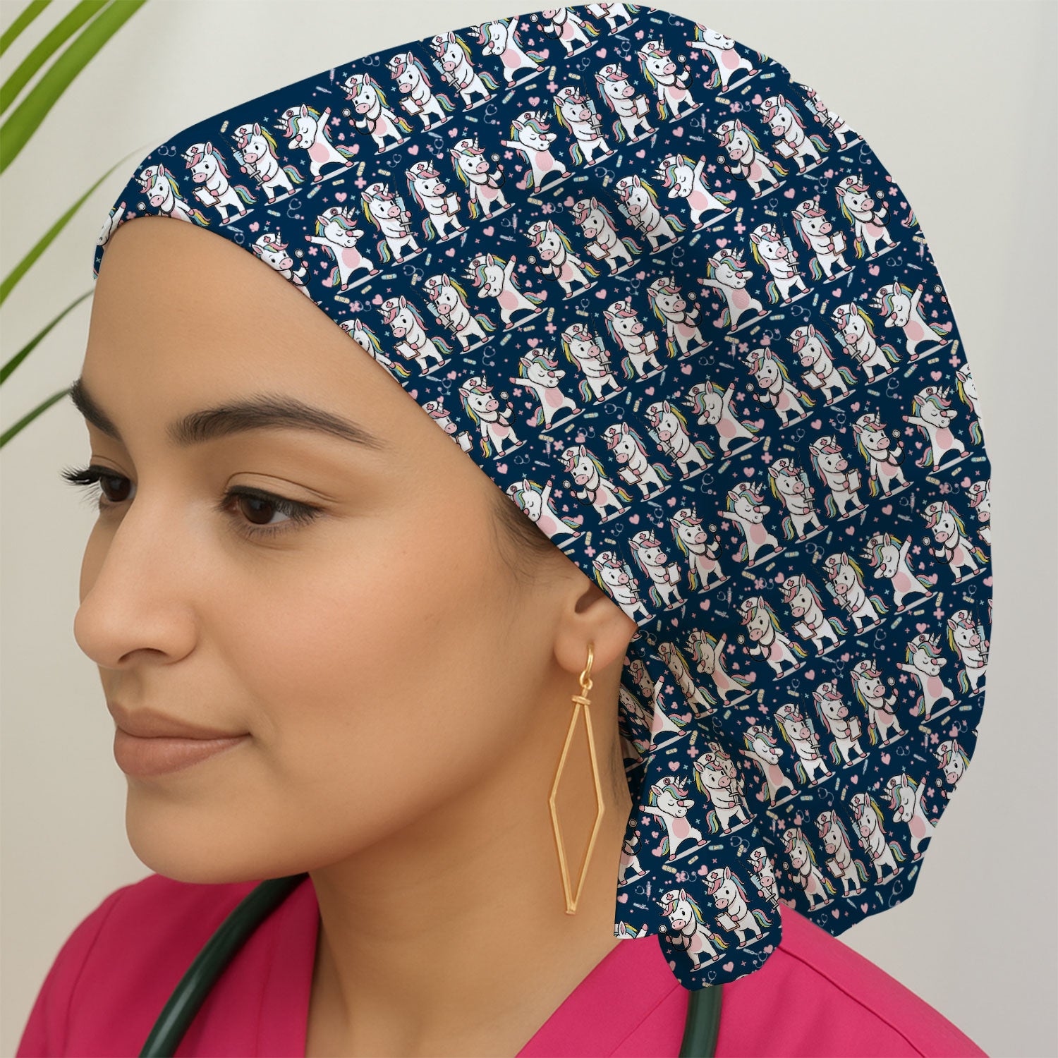 Cute Unicorn Nurse Scrub Cap, Playful Medical Cartoon Nursing Hat, Breathable Fabrics Nurse Uniform