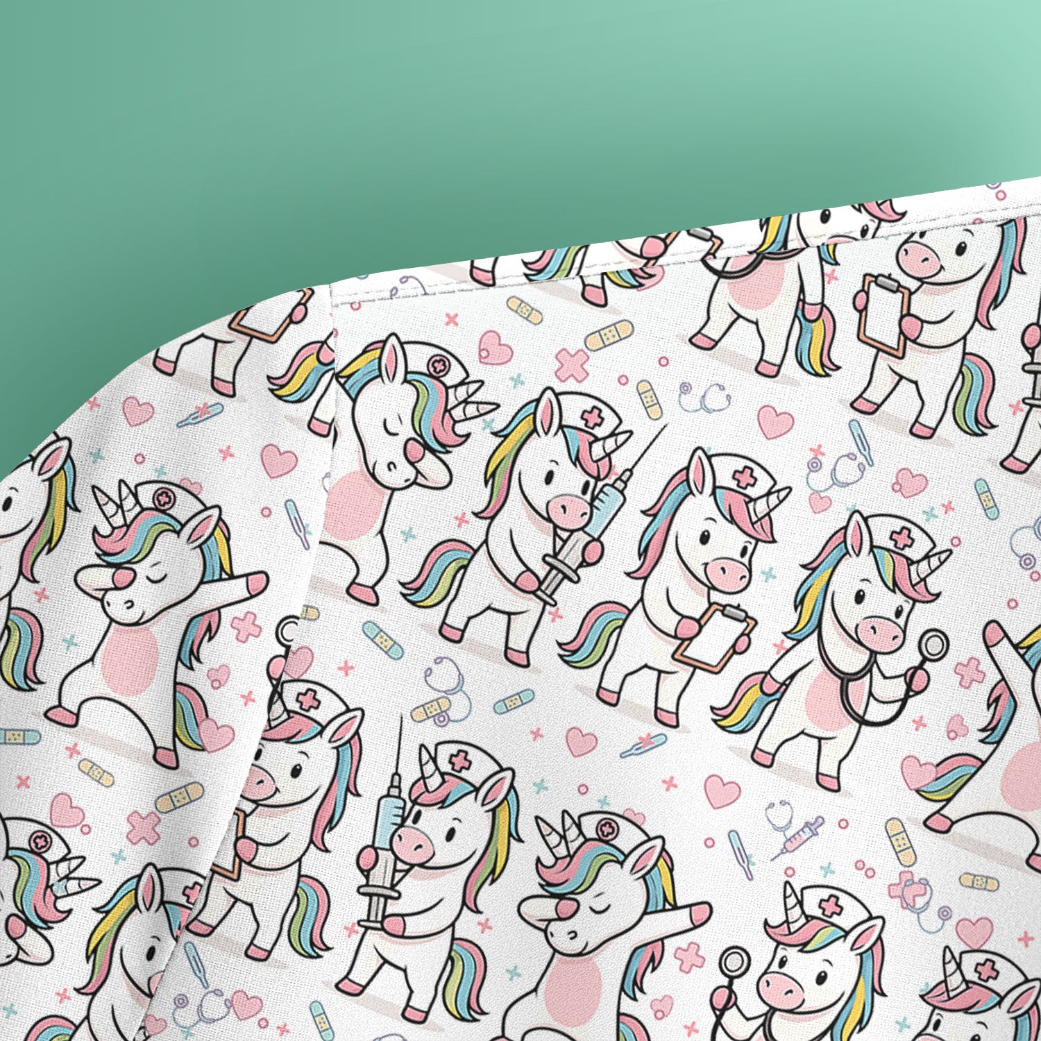 Cute Unicorn Nurse Scrub Top, Playful Medical Cartoon Nursing Shirt, Breathable Fabrics Nurse Uniform