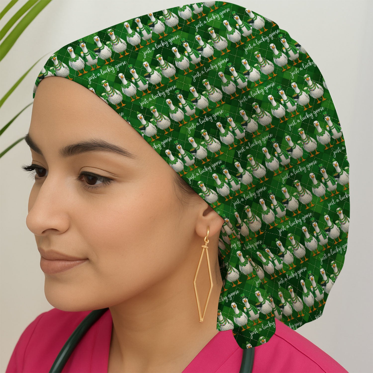 Lucky Goose St Patrick Green Argyle Print Caps, Breathable Fabrics Caps Uniform