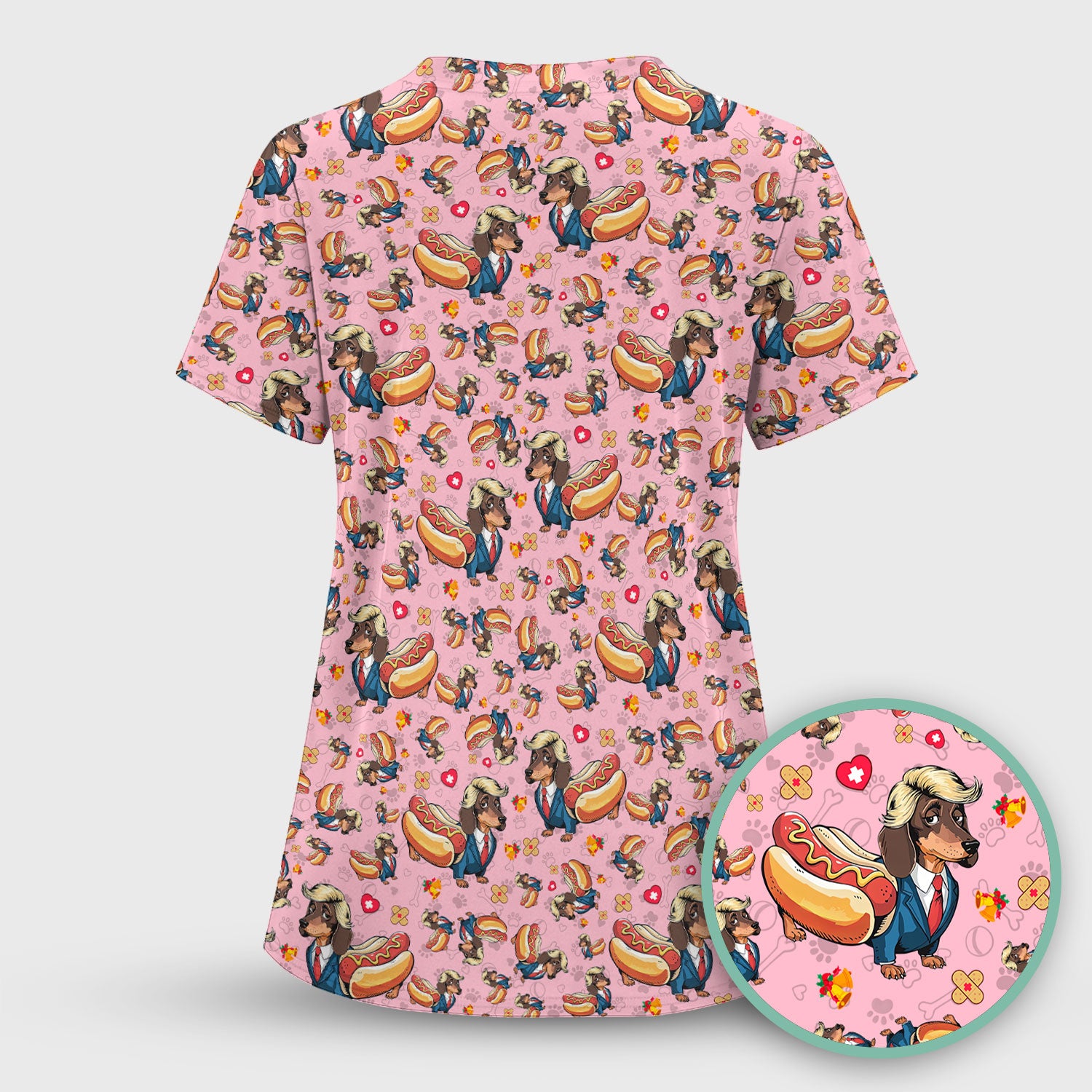 They're Eating The Dogs - Funny Dachshund Hot Dog Scrub Top - Hilarious Medical Uniform