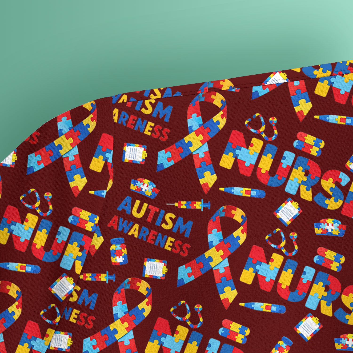 Autism Awareness Nurse Puzzle Ribbon Print Scrubs, Comfortable Scrubs for Nurses