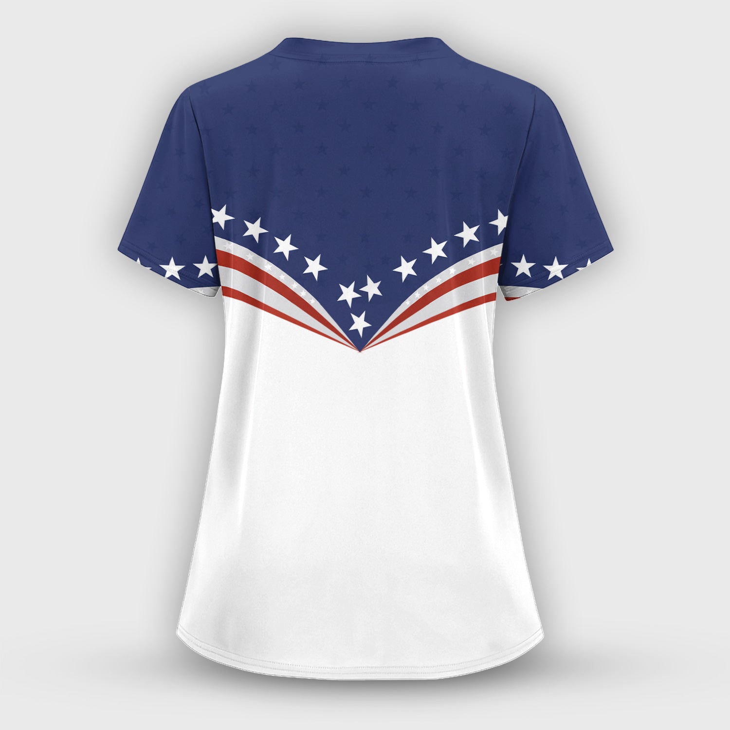 Patriotic American Flag Star Pattern Scrub Top, Comfortable Scrubs for Nurses