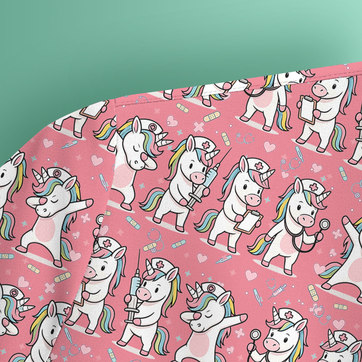 Cute Unicorn Nurse Scrub Top, Playful Medical Cartoon Nursing Shirt, Breathable Fabrics Nurse Uniform