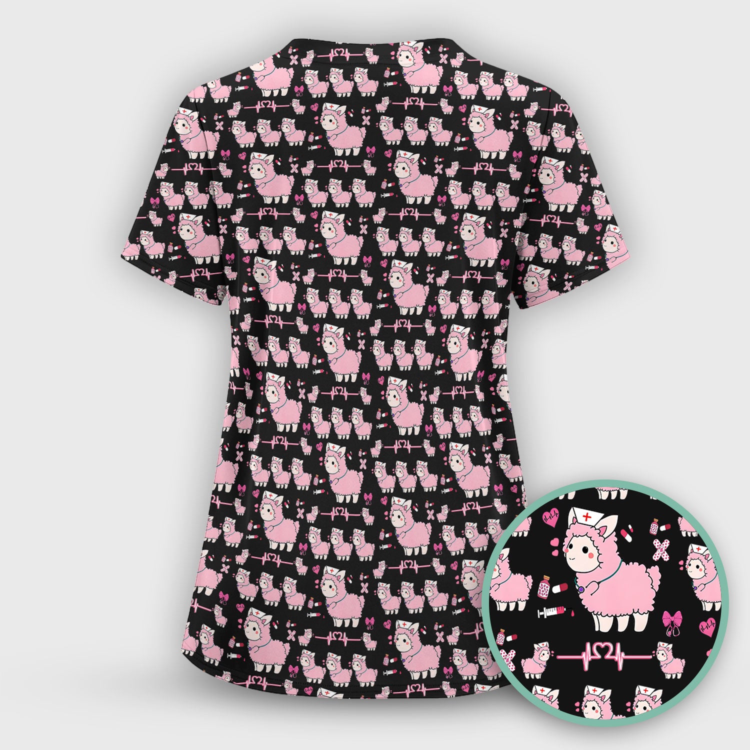 Llama Ain't Got Time For Your Drama Scrub Top, Funny Pattern Scrub Shirt, Breathable Fabrics Nursing Uniform