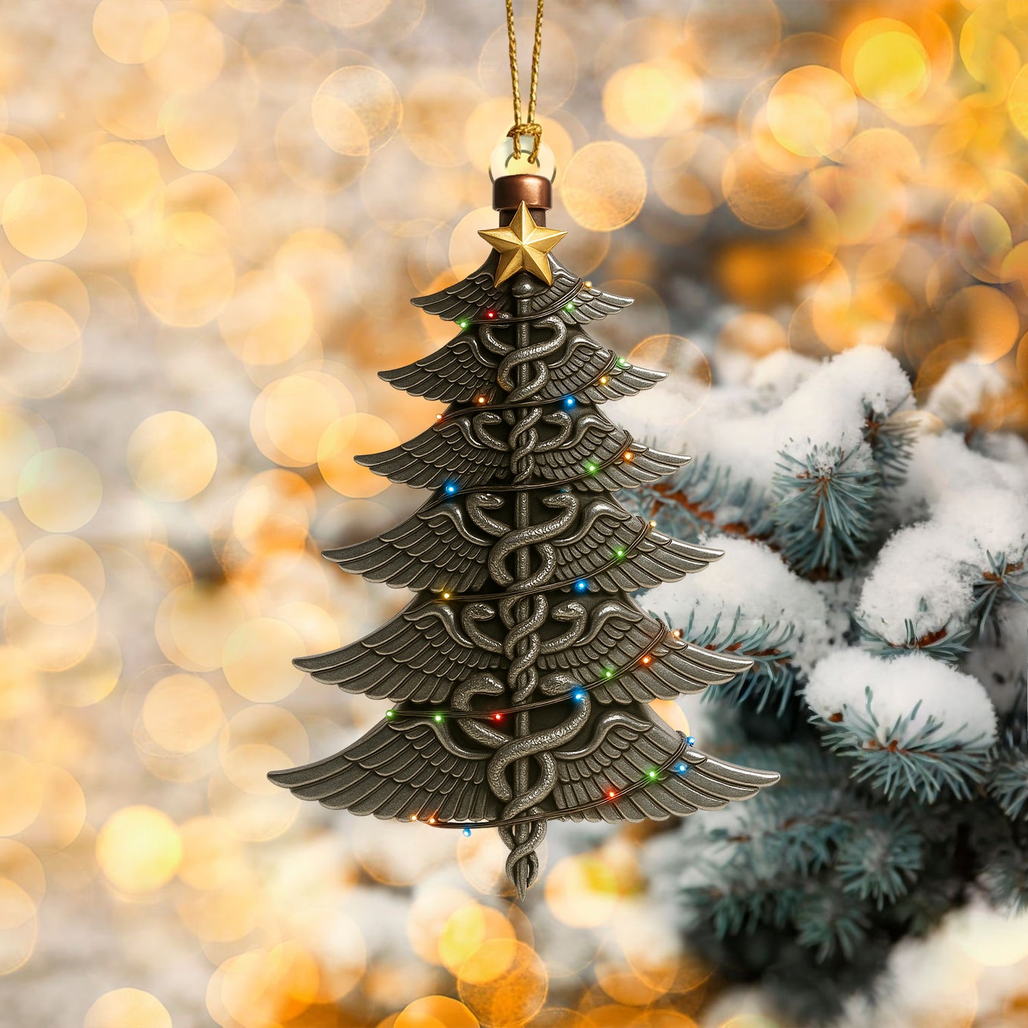 Medical Caduceus Christmas Tree Ornament, Healthcare Worker Holiday Decor, Nurse Doctor Gift, Medical Symbol Christmas Ornament