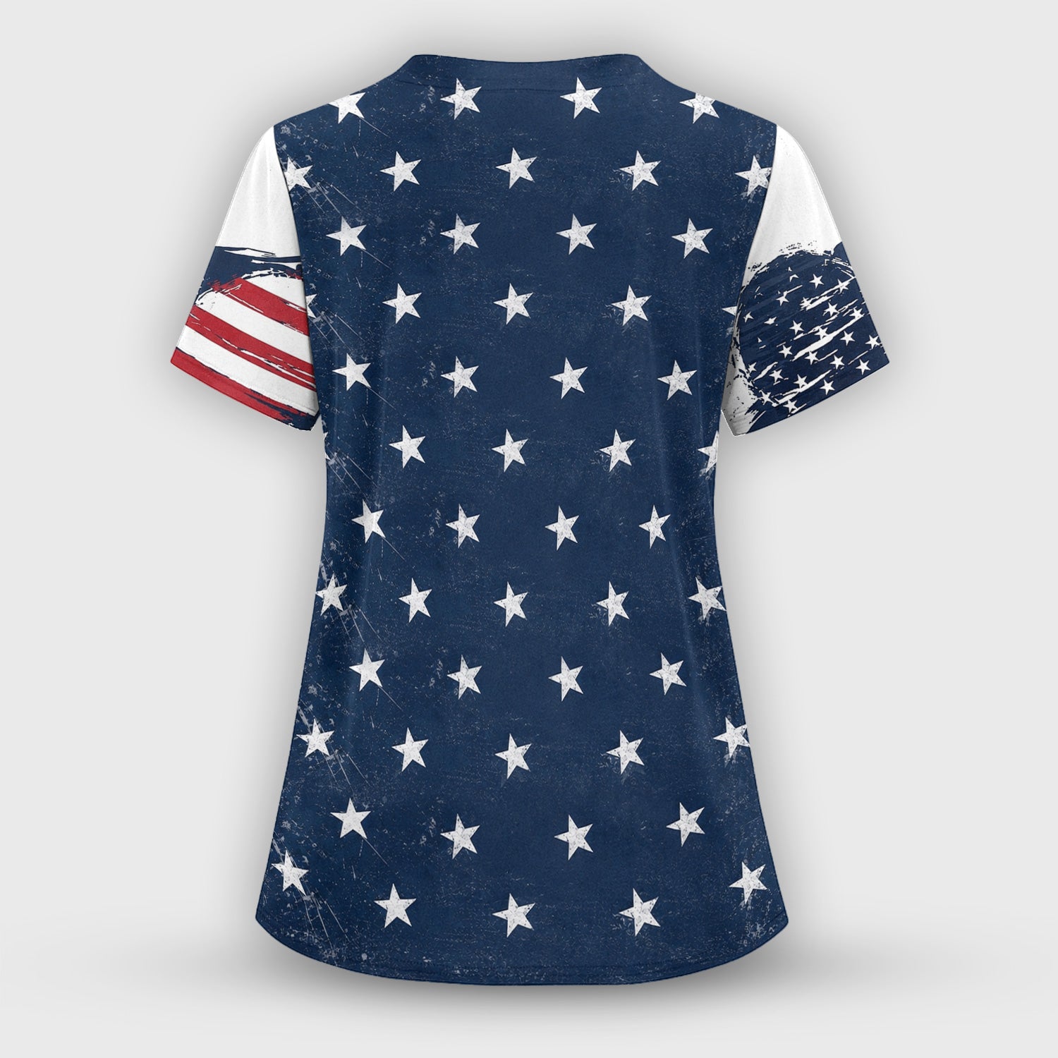 Patriotic Nurse Adorable Scrub Top USA Heart Pattern Scrub Set, Scrub Pants and V Neck Top