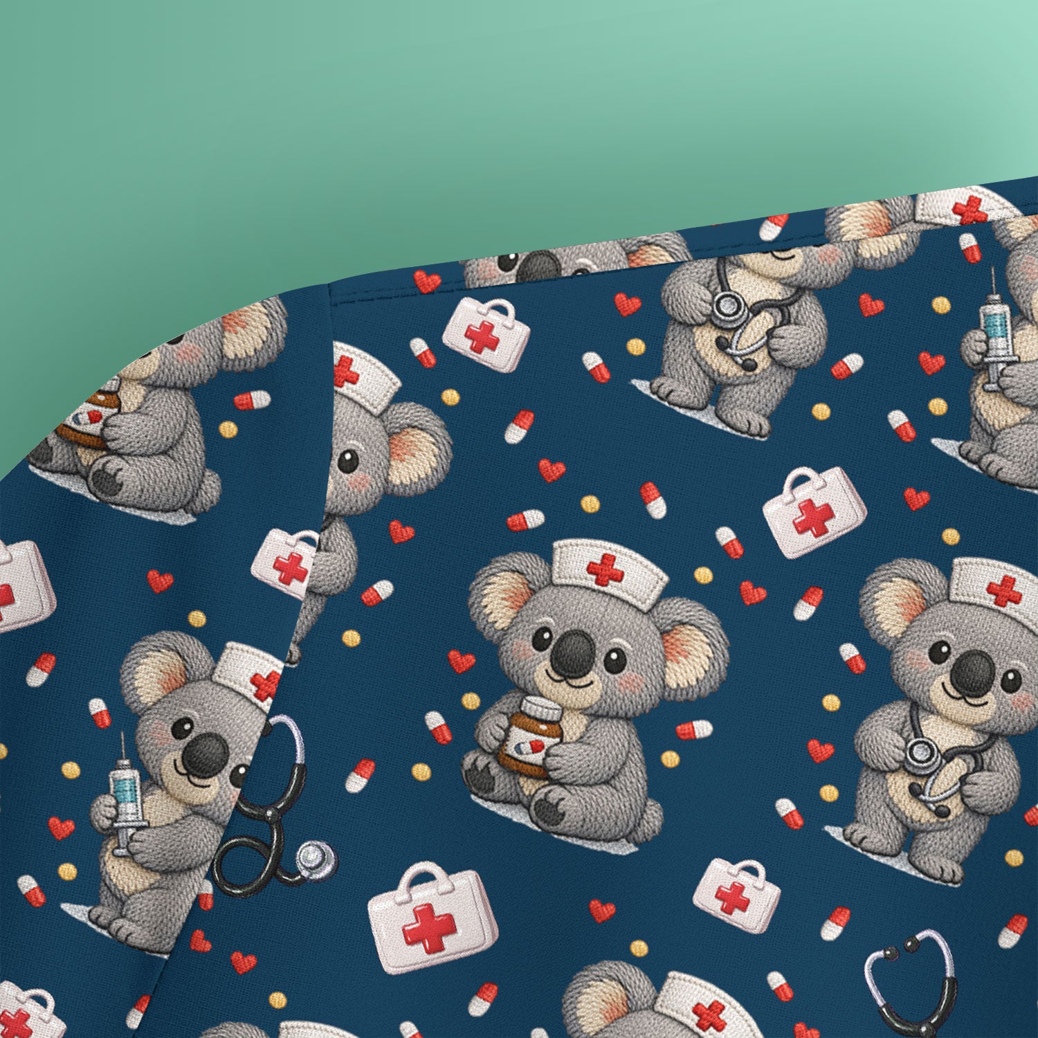 Koala Nurse Scrub Top, Cute Medical Uniform For Women, Comfortable Scrubs For Nurses