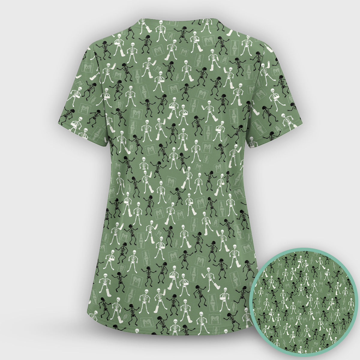 Halloween Orthopedic Skeleton Scrub Top, Comfortable Scrubs for Orthopedic Nurses