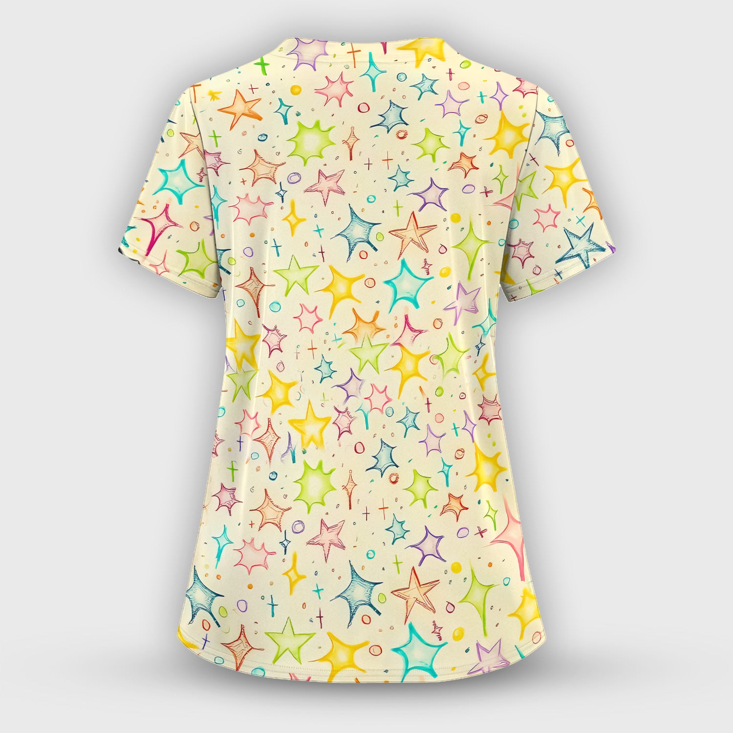 Chill Raccoon Starry Music Pattern Scrub Top, Comfortable Scrubs for Nurses