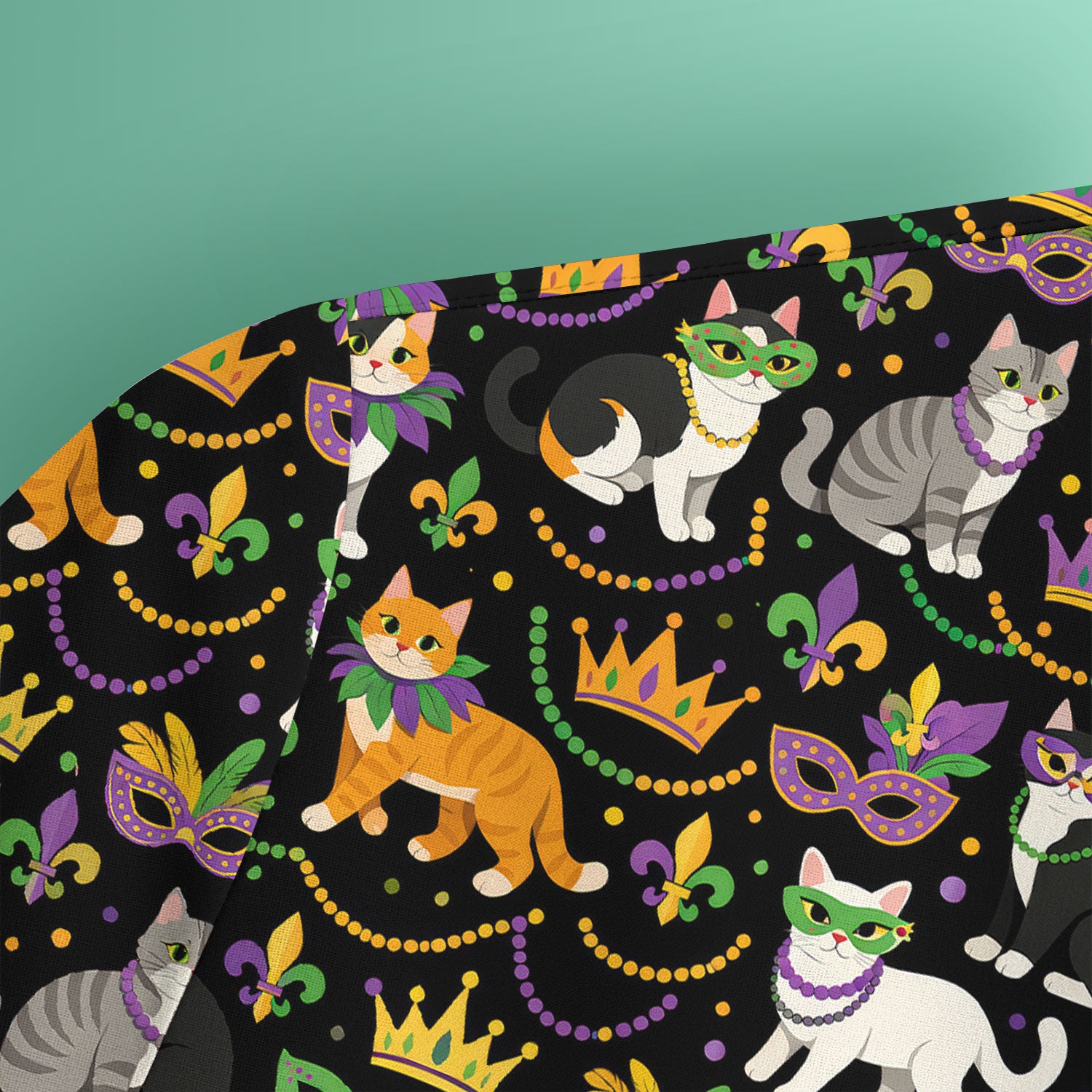 Cat Mardi Gras Nurse Scrub Top, Comfortable Uniform Scrubs For Nursing