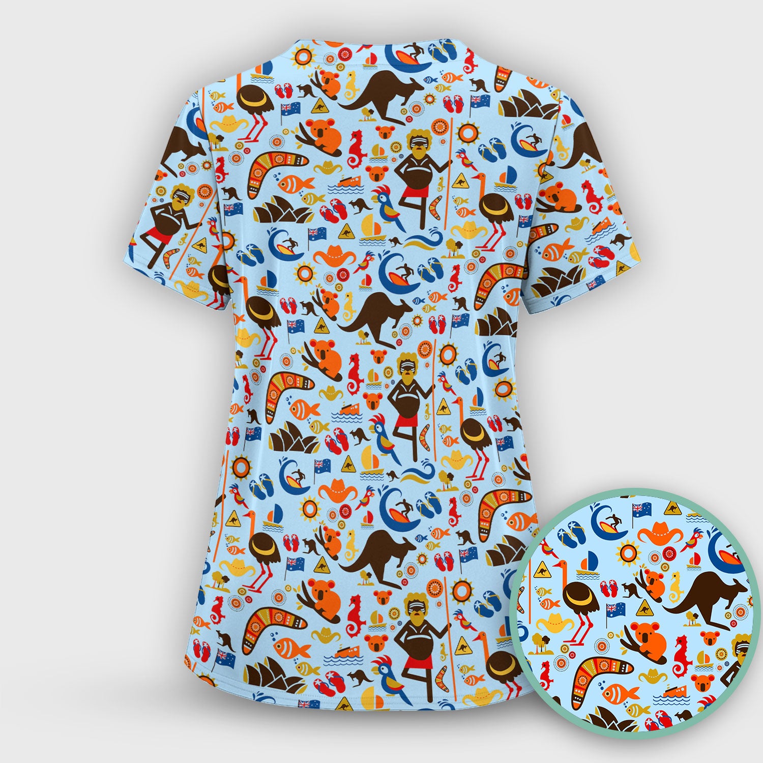 Indigenous Inspired Icon Scrub Set, Australia Culture Pattern Nurse Shirt, Comfortable Scrubs For Nursing