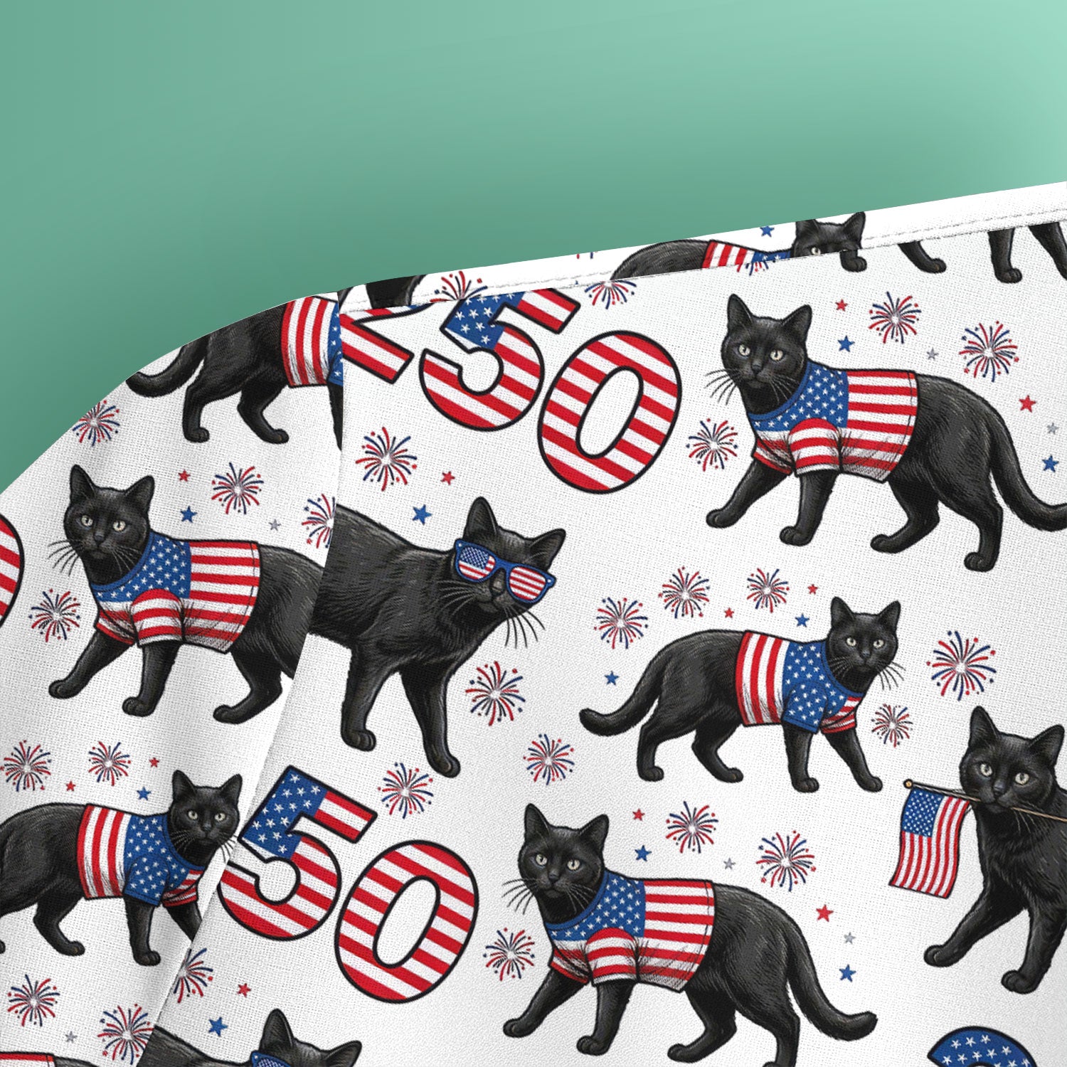 Black Cat 250 USA Flag Fireworks Pattern Scrubs Top, Comfortable Scrubs for Nurses