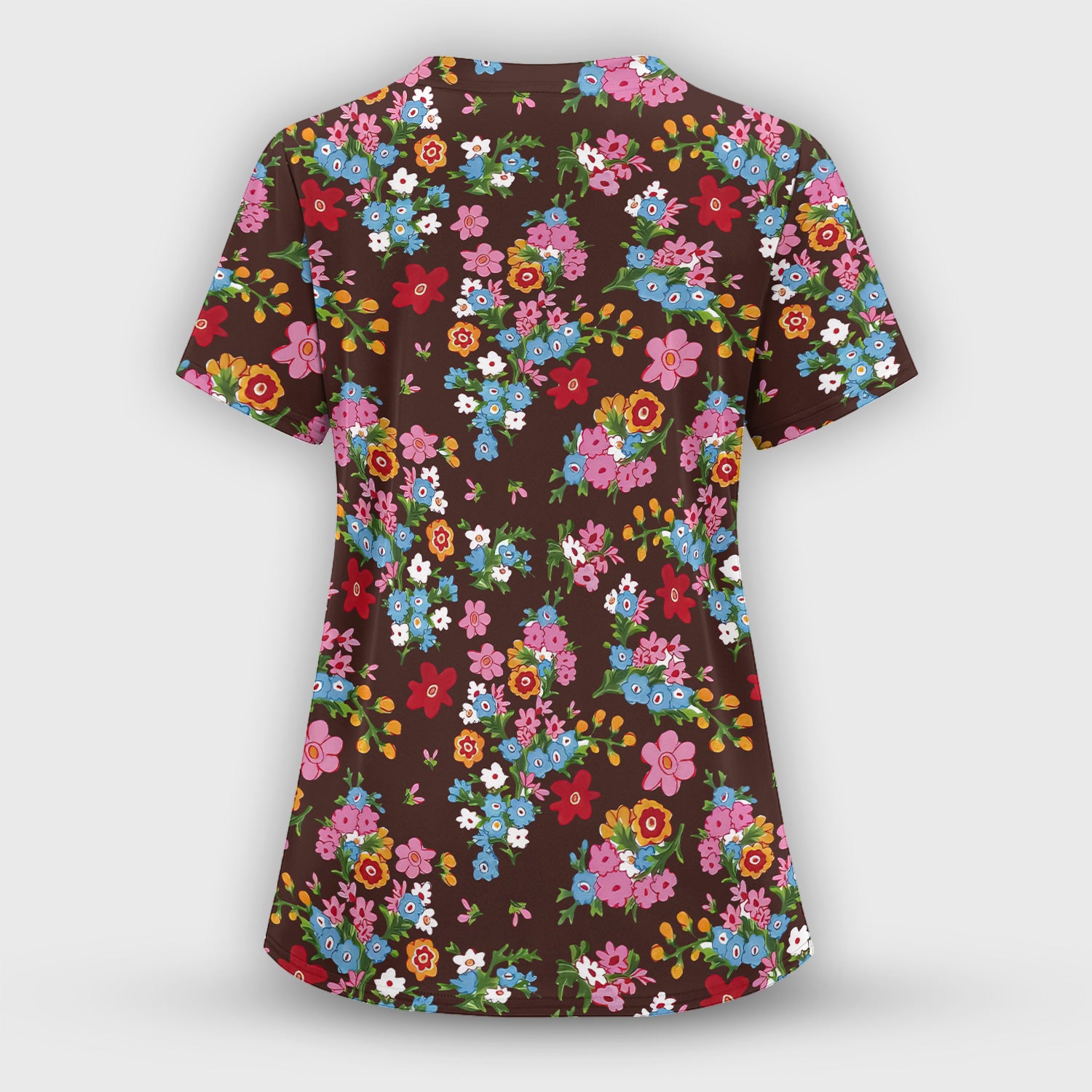 Charming Vintage Floral Bouquet Pattern Scrub Set, Nurse Uniform Scrubs Set