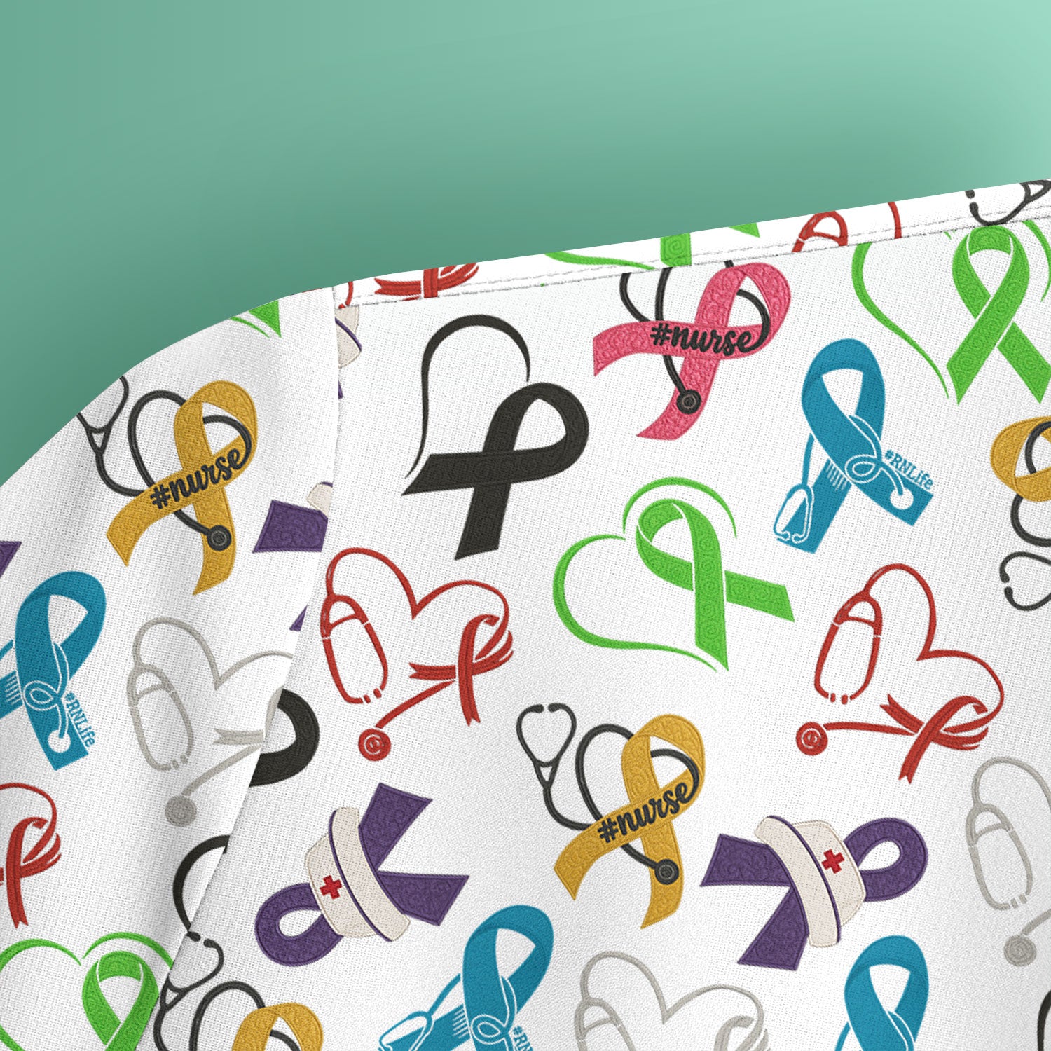 Cancer Awareness Scrub Top - Fight Cancer In All Colors Nurse Shirt - Colorful Ribbon Medical Scrubs Gift with Pockets for Women CNA RN Doctor