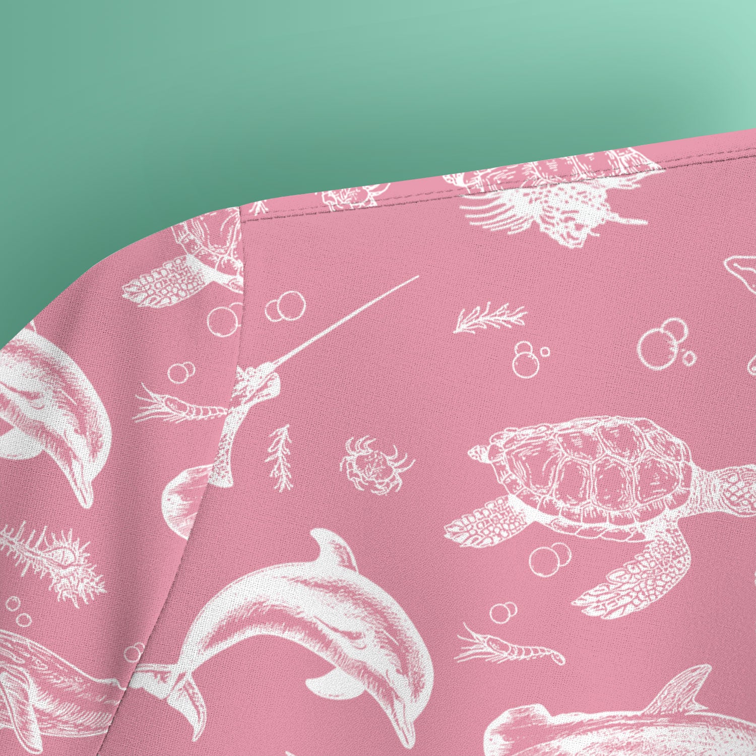 Marine Sea Life Pattern Scrub Top, Breathable Fabrics Nursing Uniform