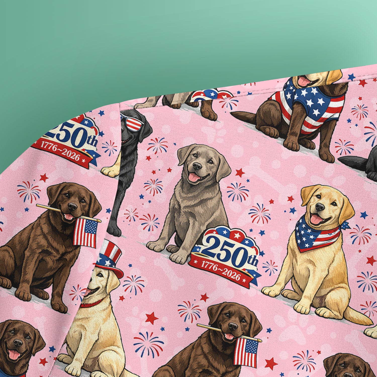 4th of July Labrador Dog Patriotic Print Scrub Top, USA Flag Nursing Uniform for Women
