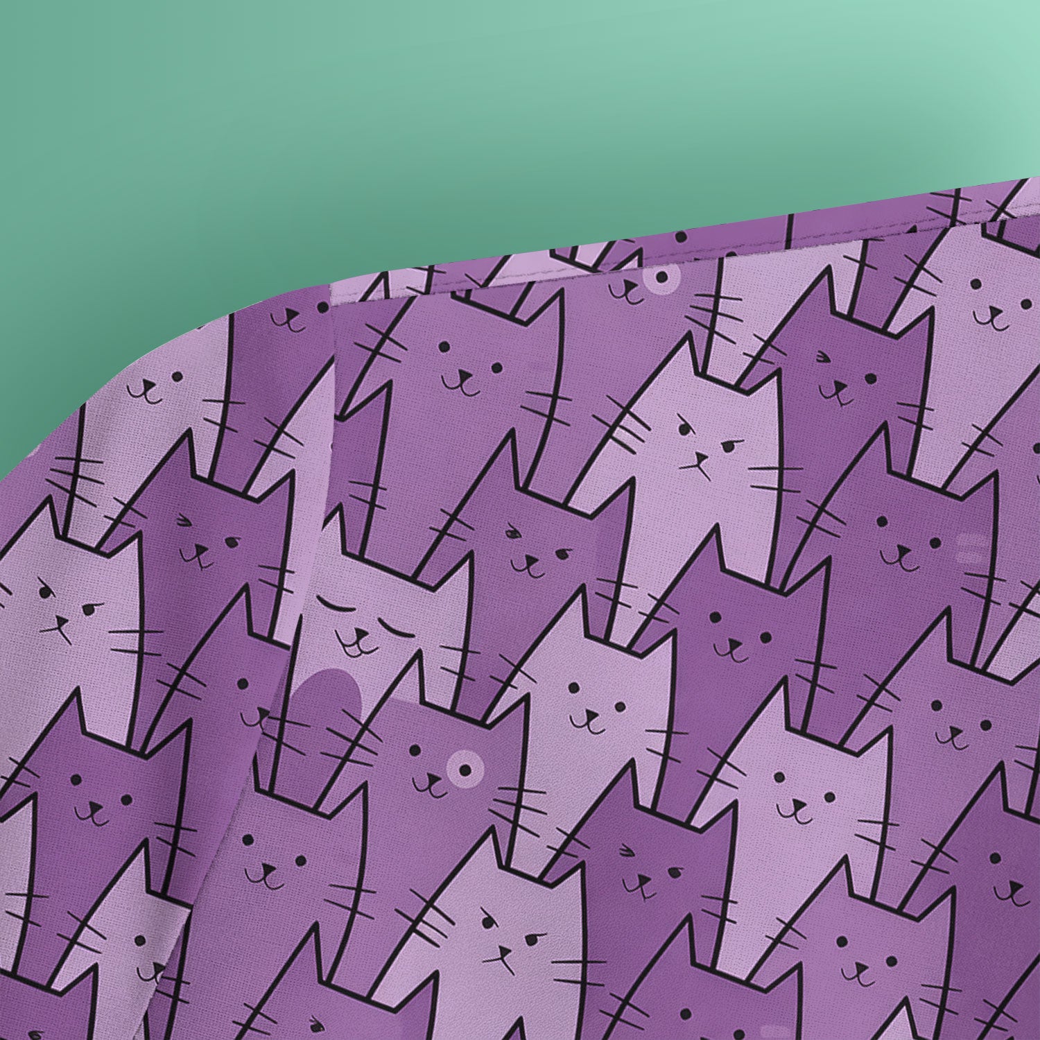 Cute Purple Cats Pattern Scrubs Top, Comfortable Scrubs for Nurses