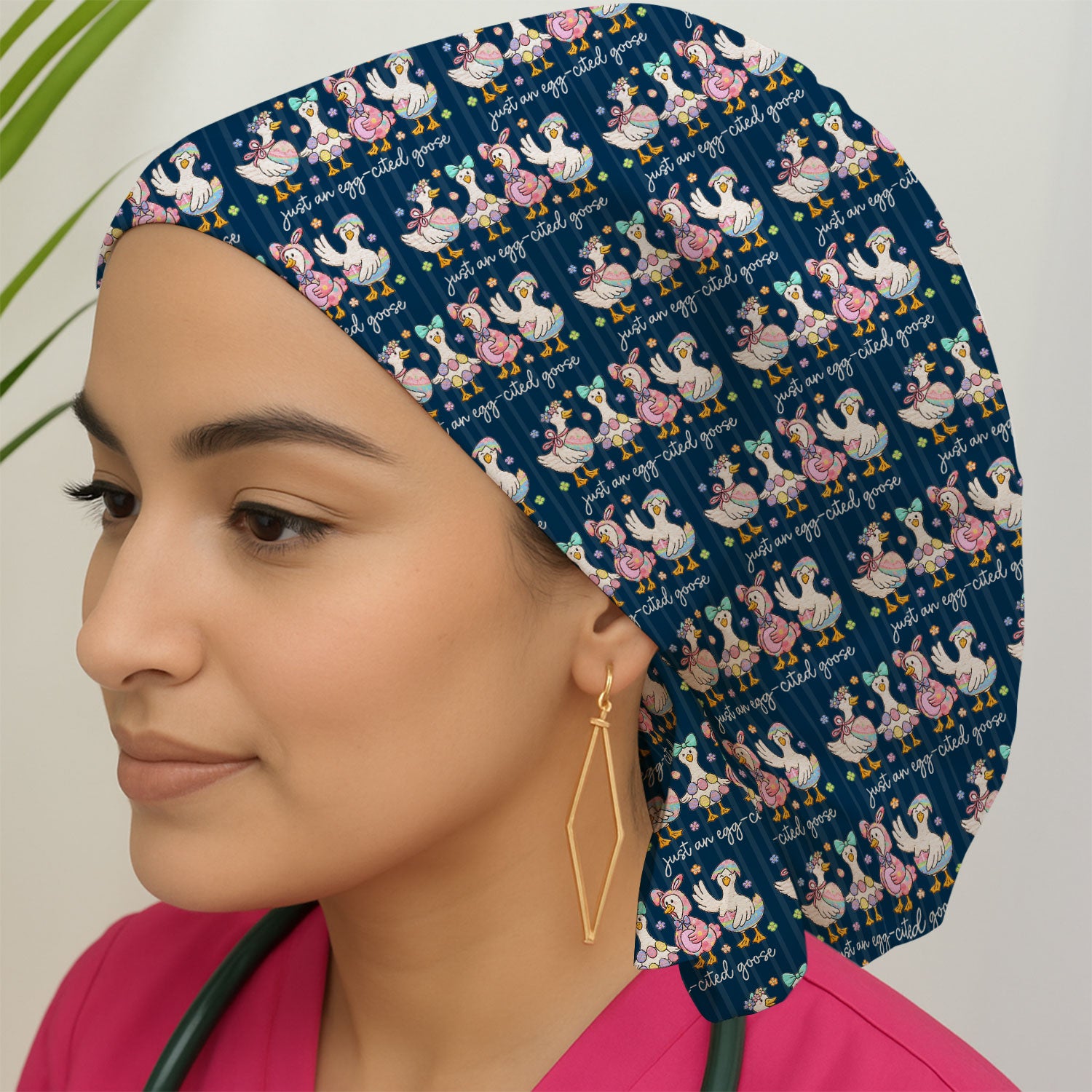 Cute Easter Goose Egg Pattern Caps, Breathable Fabrics Caps Uniform