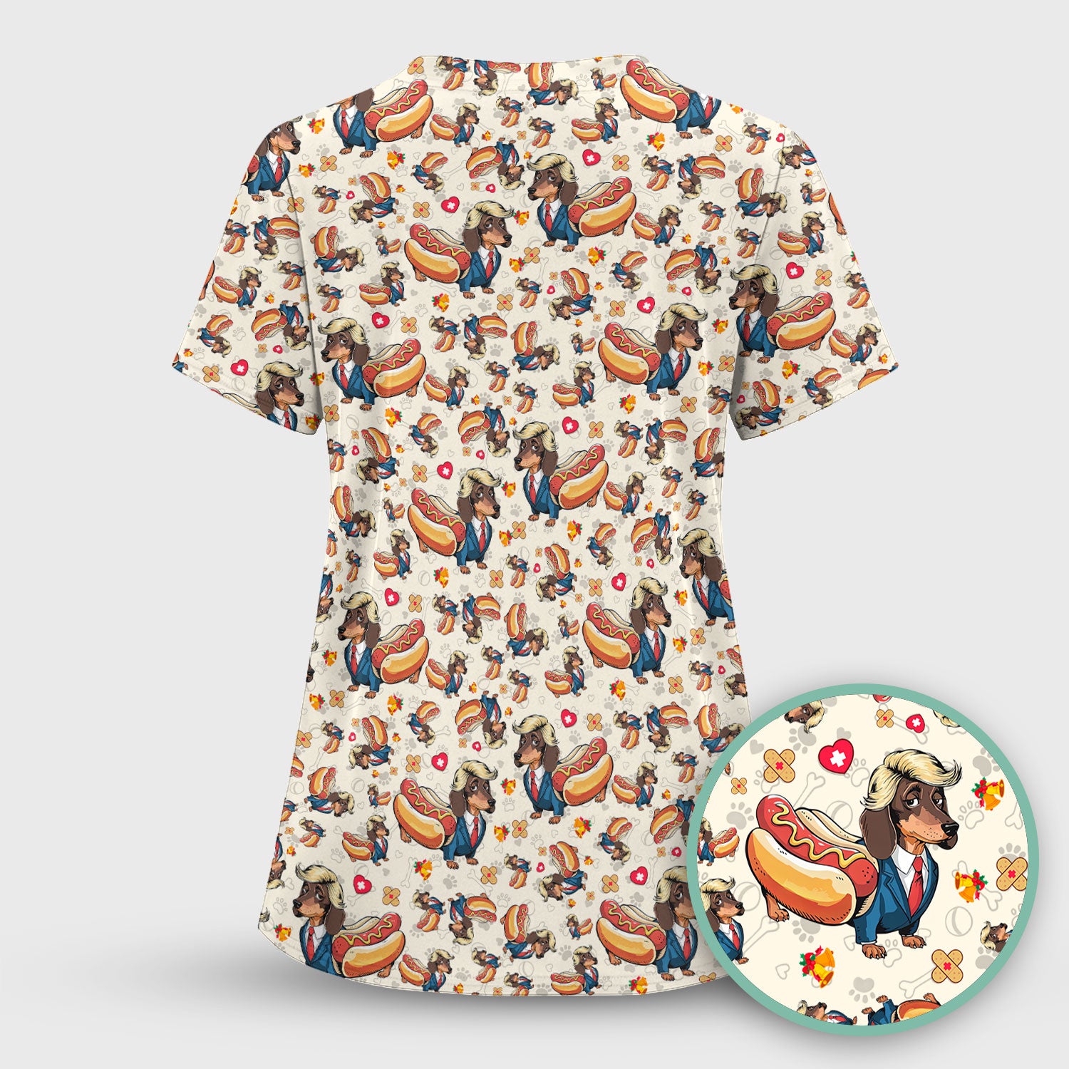 They're Eating The Dogs - Funny Dachshund Hot Dog Scrub Top - Hilarious Medical Uniform