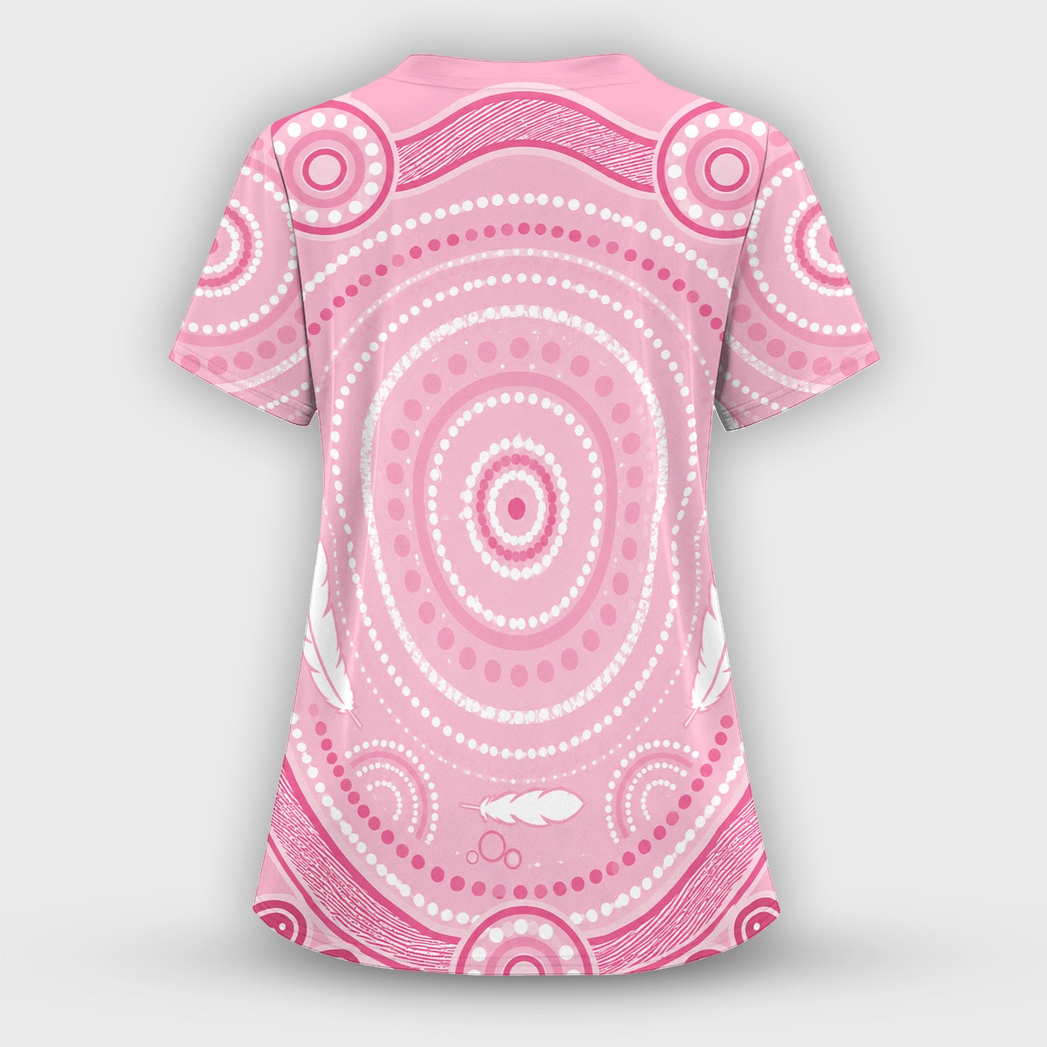 Pink Nurse Bow Stethoscope Pattern Scrub Top, Comfortable Scrubs for Nurses
