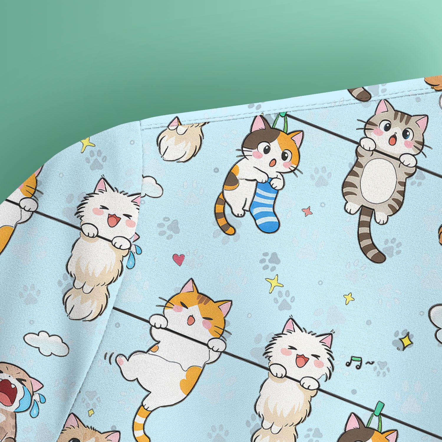 Funny Cats With Cute Expressions Pattern Scrubs Top, Comfortable Scrubs for Nurses