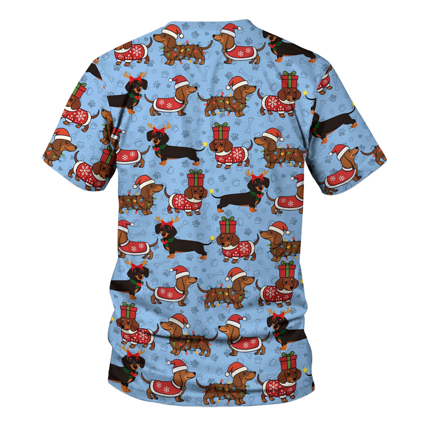 Christmas Dachshund T-Shirt Multi Color - Cute Sausage Dog Wearing Santa Outfit - Funny Holiday Wiener Dog Tee Gift for Dog Lovers