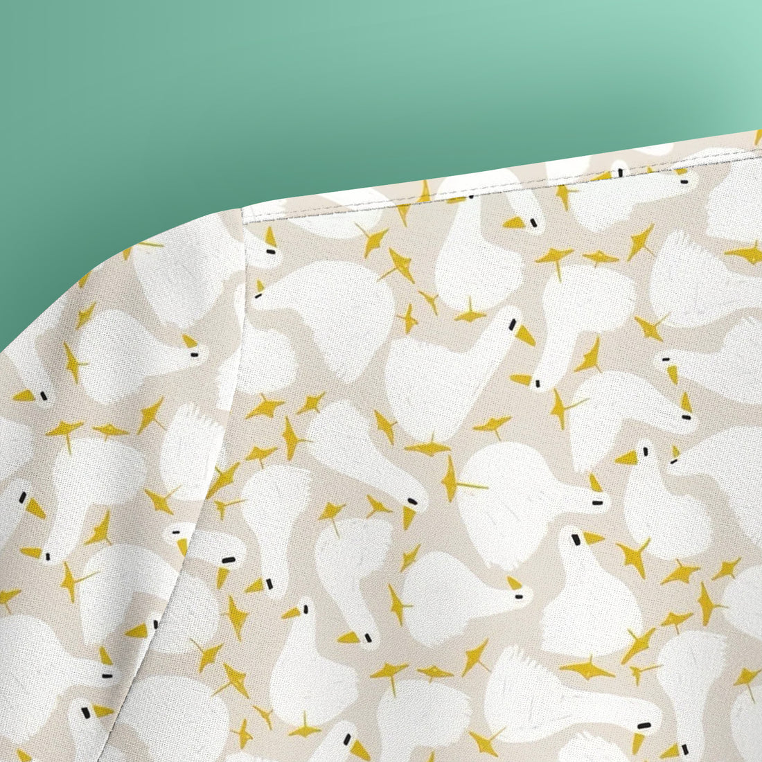 Cute White Goose Yellow Star Pattern Scrub Top, Breathable Fabrics Nursing Uniform