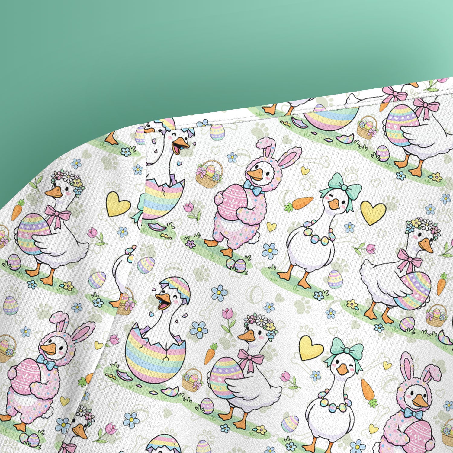 Pastel Easter Goose Bunny Egg Pattern Scrub Top, Comfortable Scrubs for Nurses
