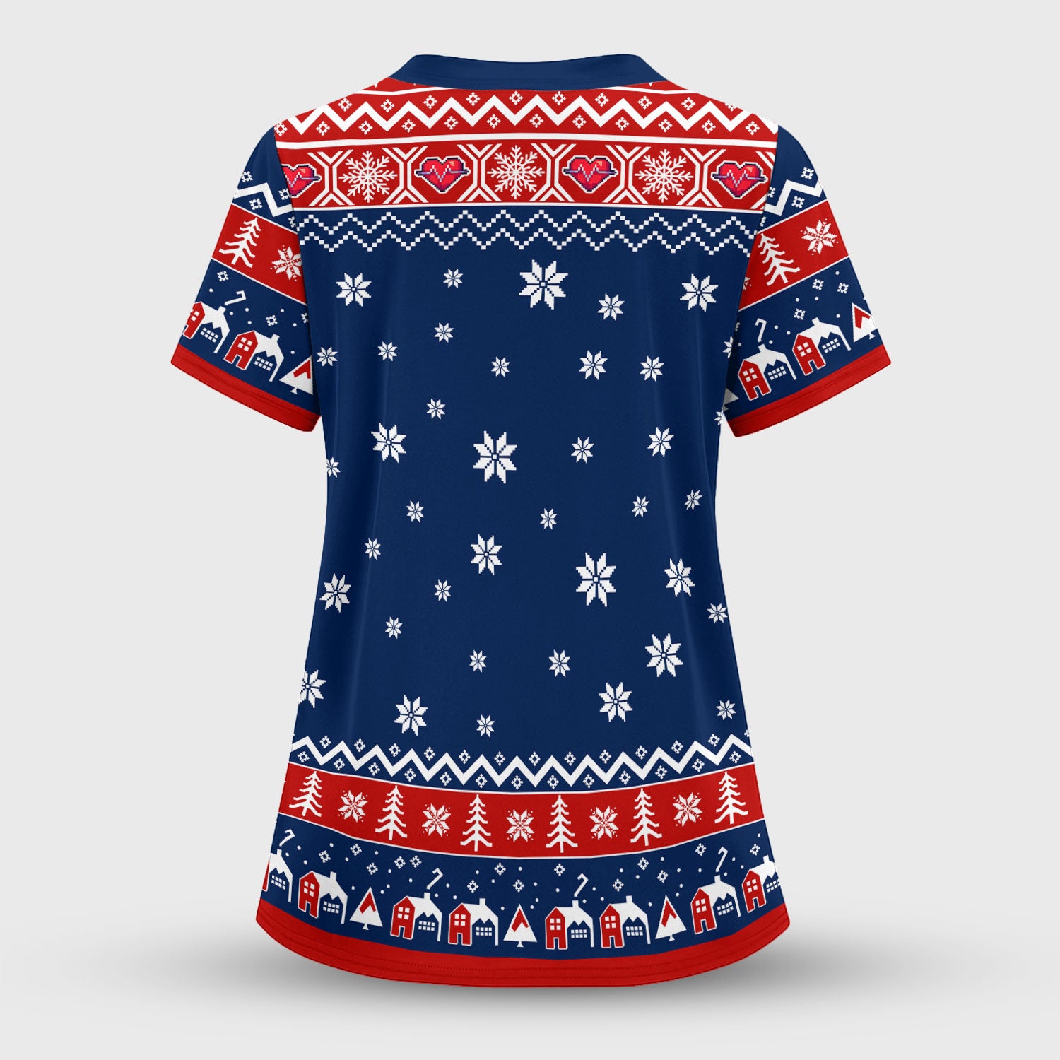 Funny Scrub Top for Women - Do Not Open Til Christmas Santa and Elf - Holiday Medical Uniform Gift for RN LPN CNA