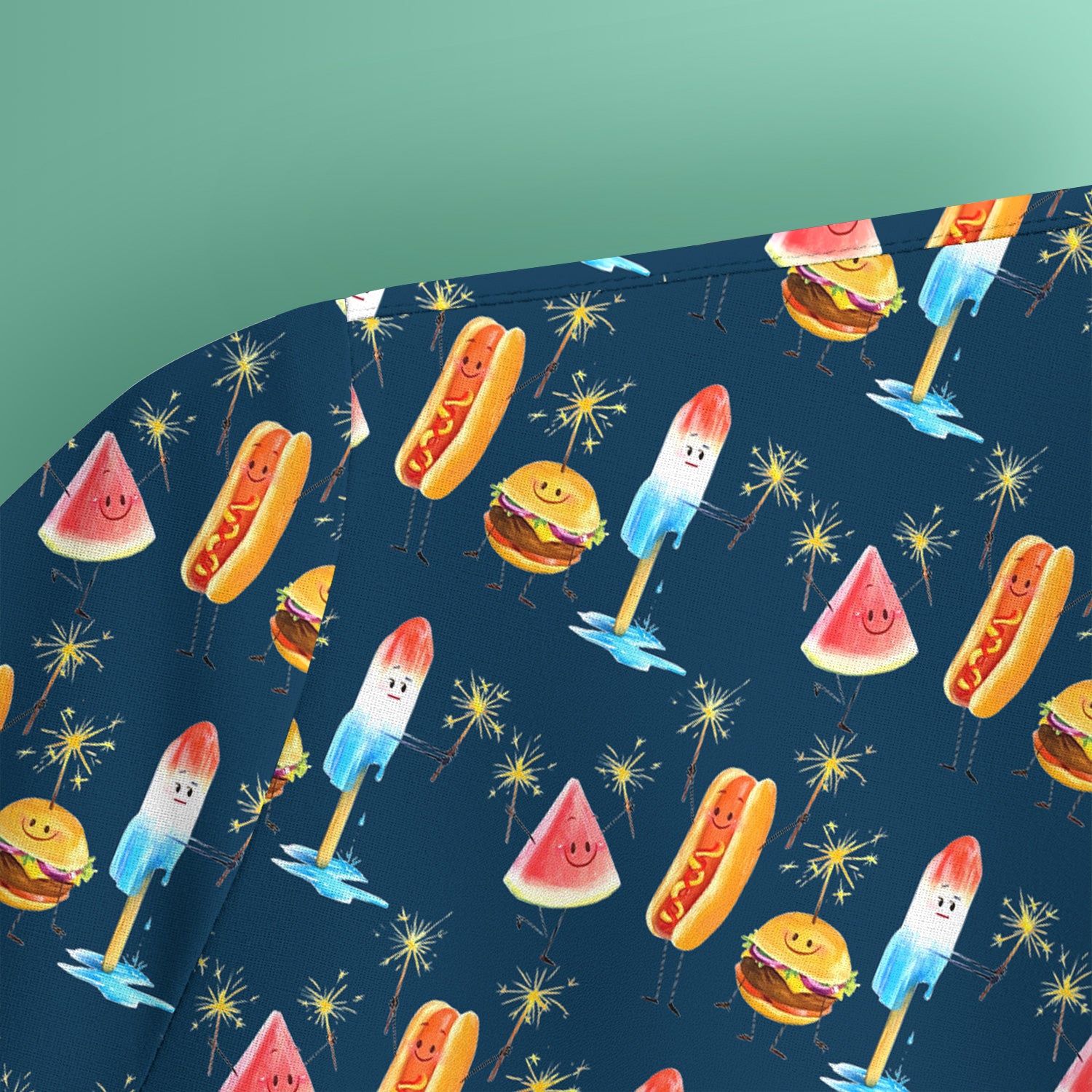 Funny Summer Food Icons Pattern Scrub Top, Comfortable Scrubs for Nurses
