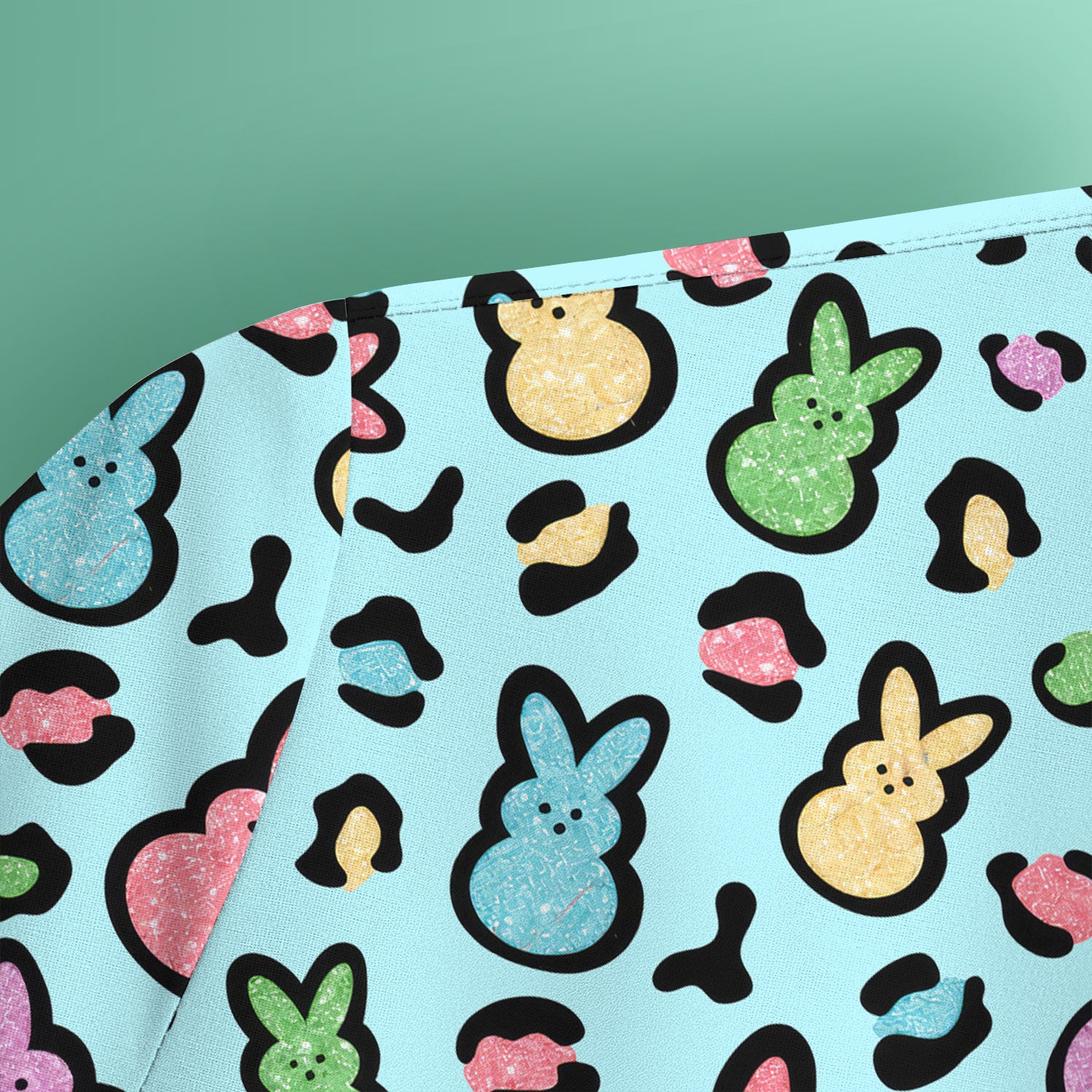Cute Easter Bunny Pastel Pattern Scrub Top, Comfortable Scrubs for Nurses