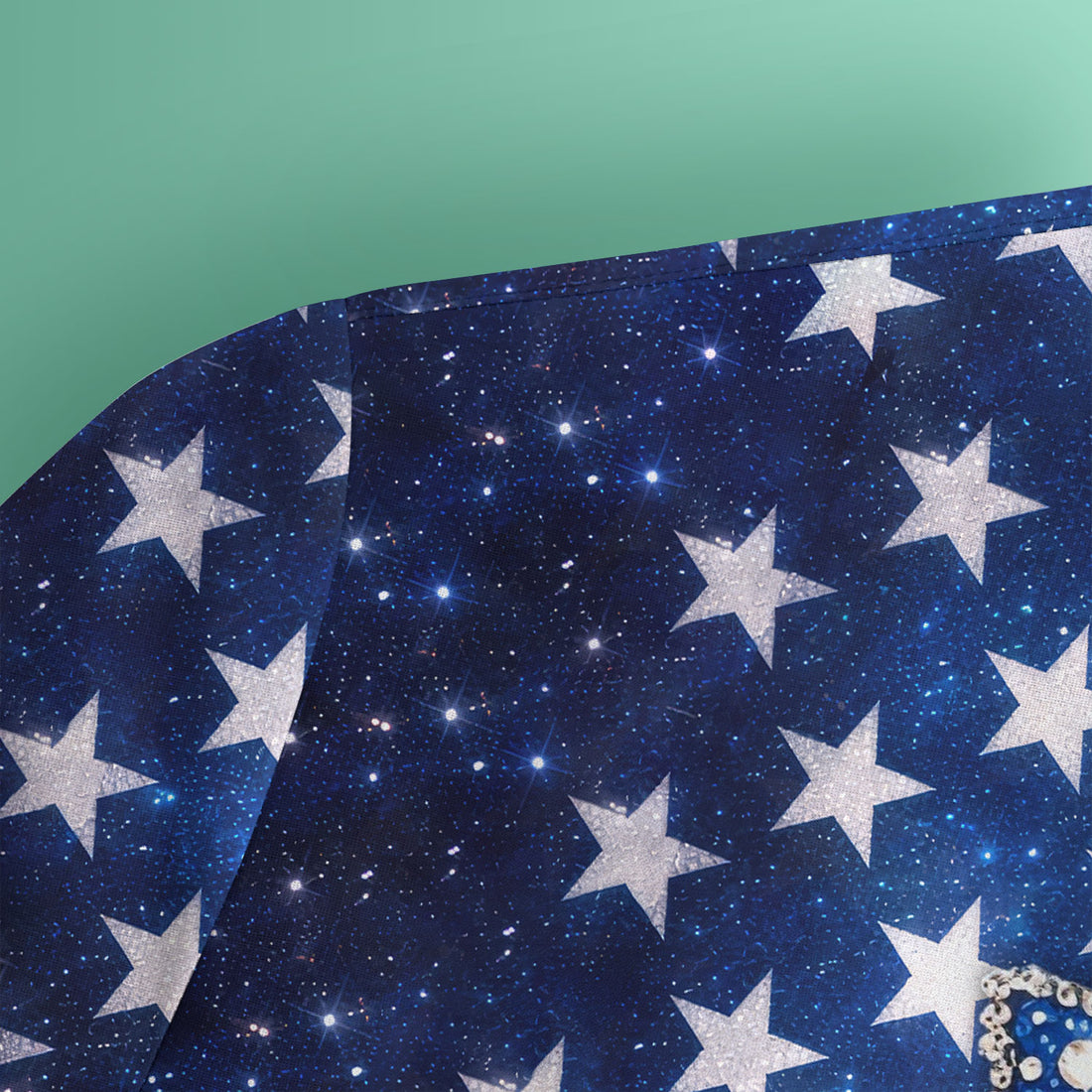 USA Flag Glitter Butterfly Rhinestone Pattern Scrubs Top, Breathable Fabrics Nursing Uniform