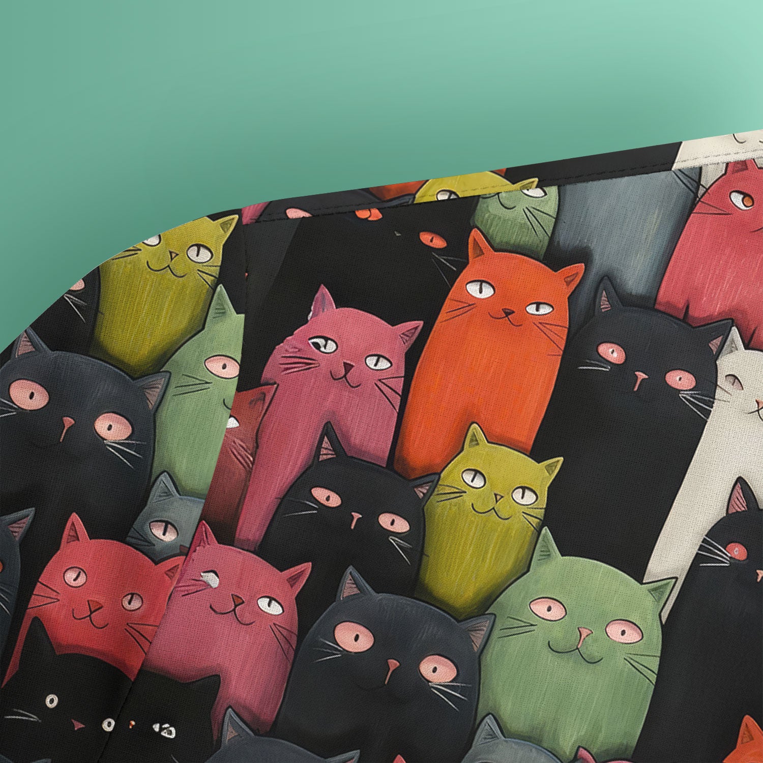 Cat Pattern Nurse Scrub Top, Artistic Cat Nurses Shirt For Women, Breathable Fabrics Nursing Uniform