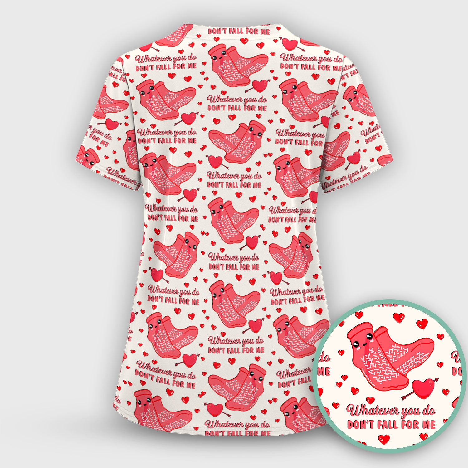 Valentine Funny Love Quote Scrub Set, Scrub Pants and V Neck Top