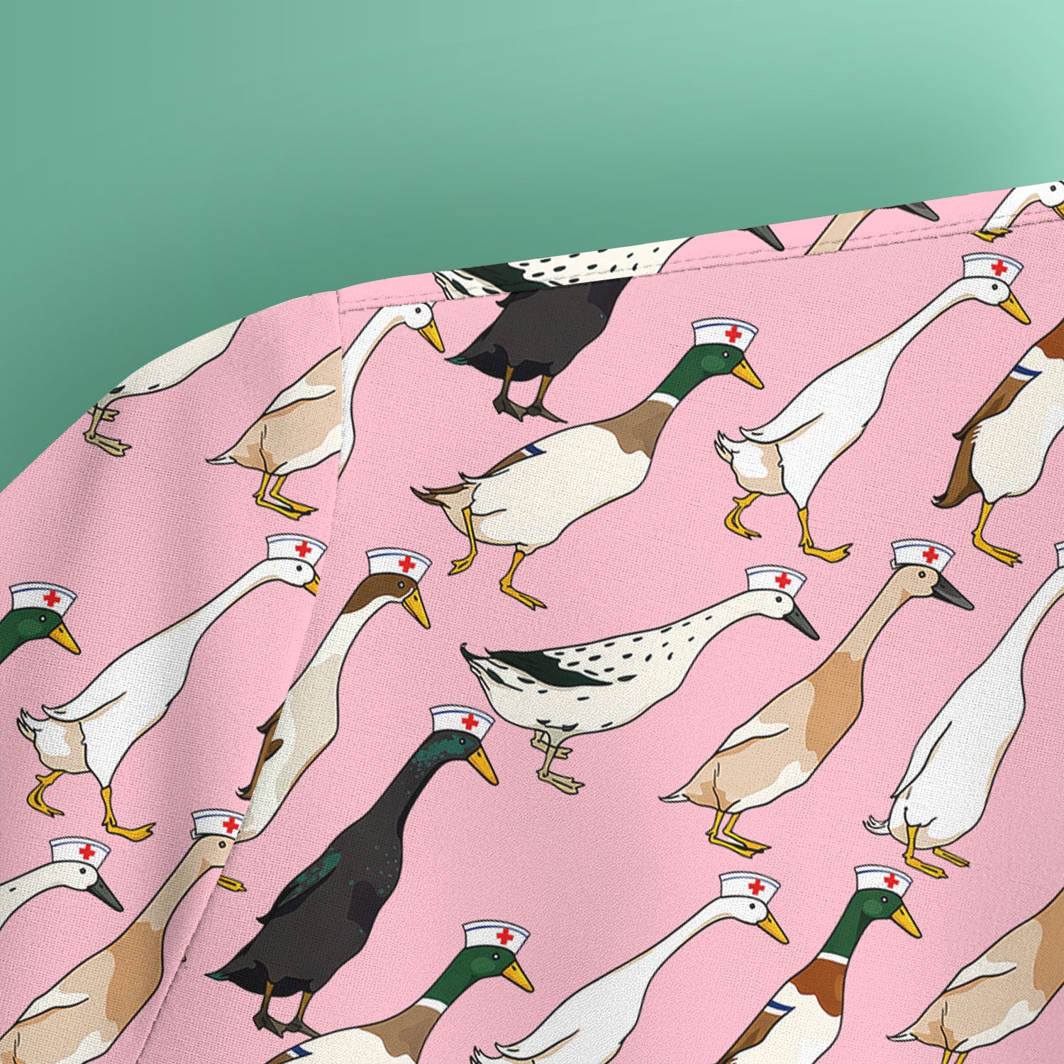 Funny Nurse Duck Pattern Scrub Top, Comfortable Scrubs for Nurses