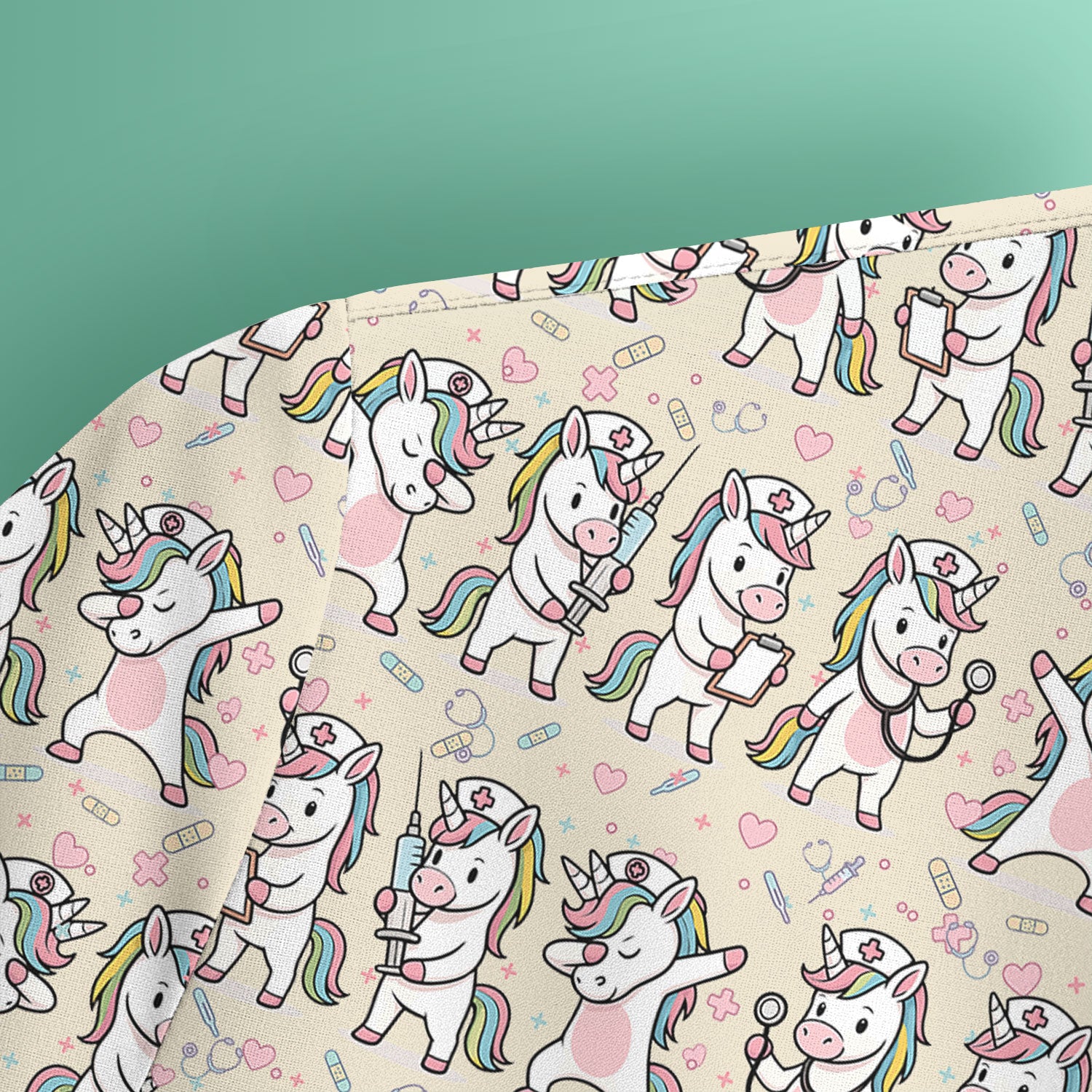 Cute Unicorn Nurse Scrub Top, Playful Medical Cartoon Nursing Shirt, Breathable Fabrics Nurse Uniform