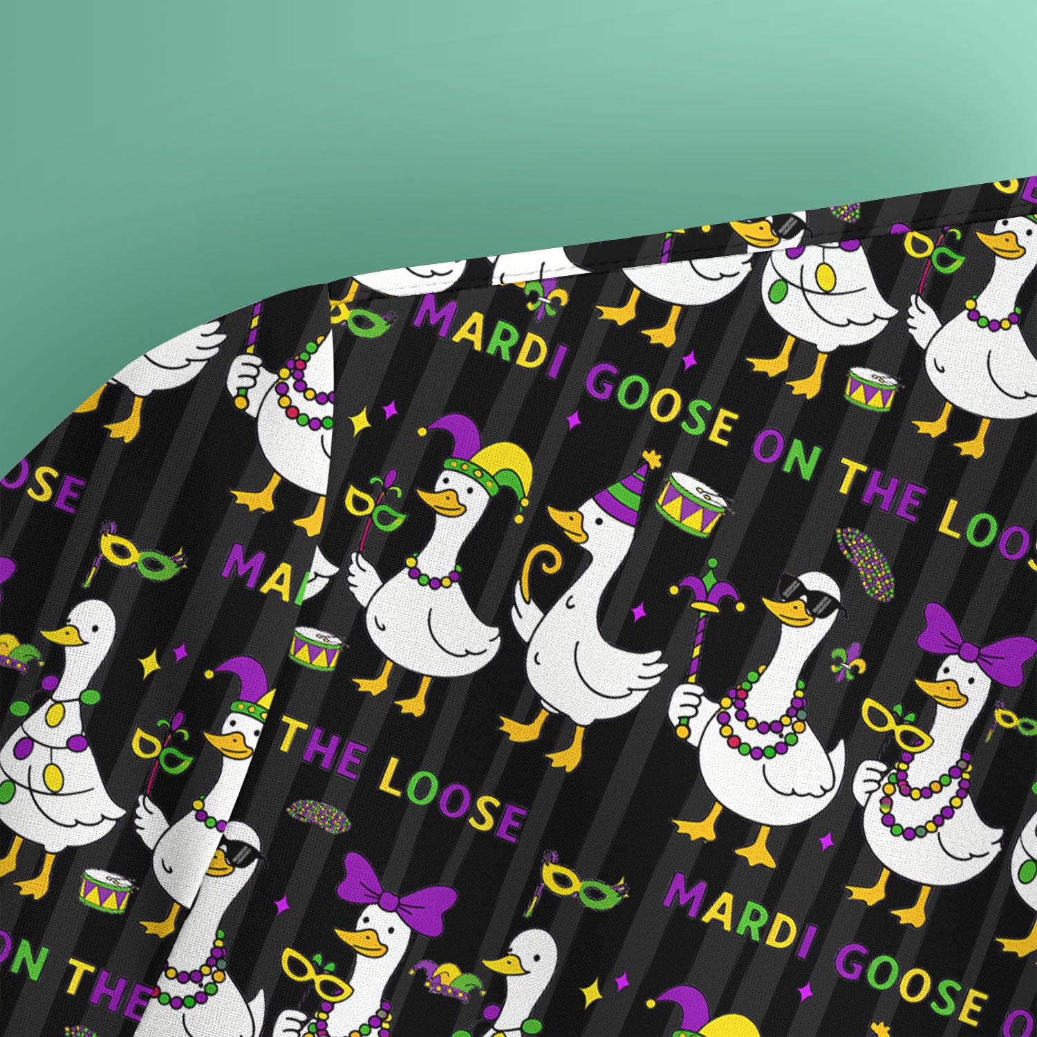 Mardi Gras Goose Nurse Scrub Top, Funny Carnival Medical Pattern Nurse Shirt, Breathable Fabrics Nursing Uniform