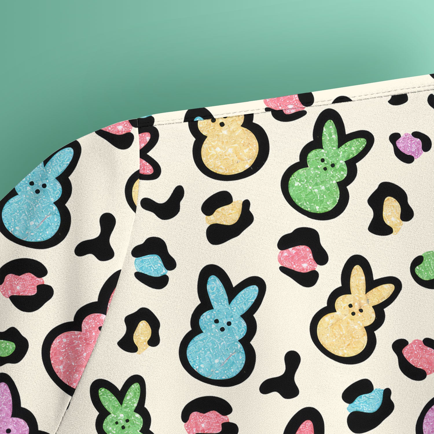 Cute Easter Bunny Pastel Pattern Scrub Top, Comfortable Scrubs for Nurses