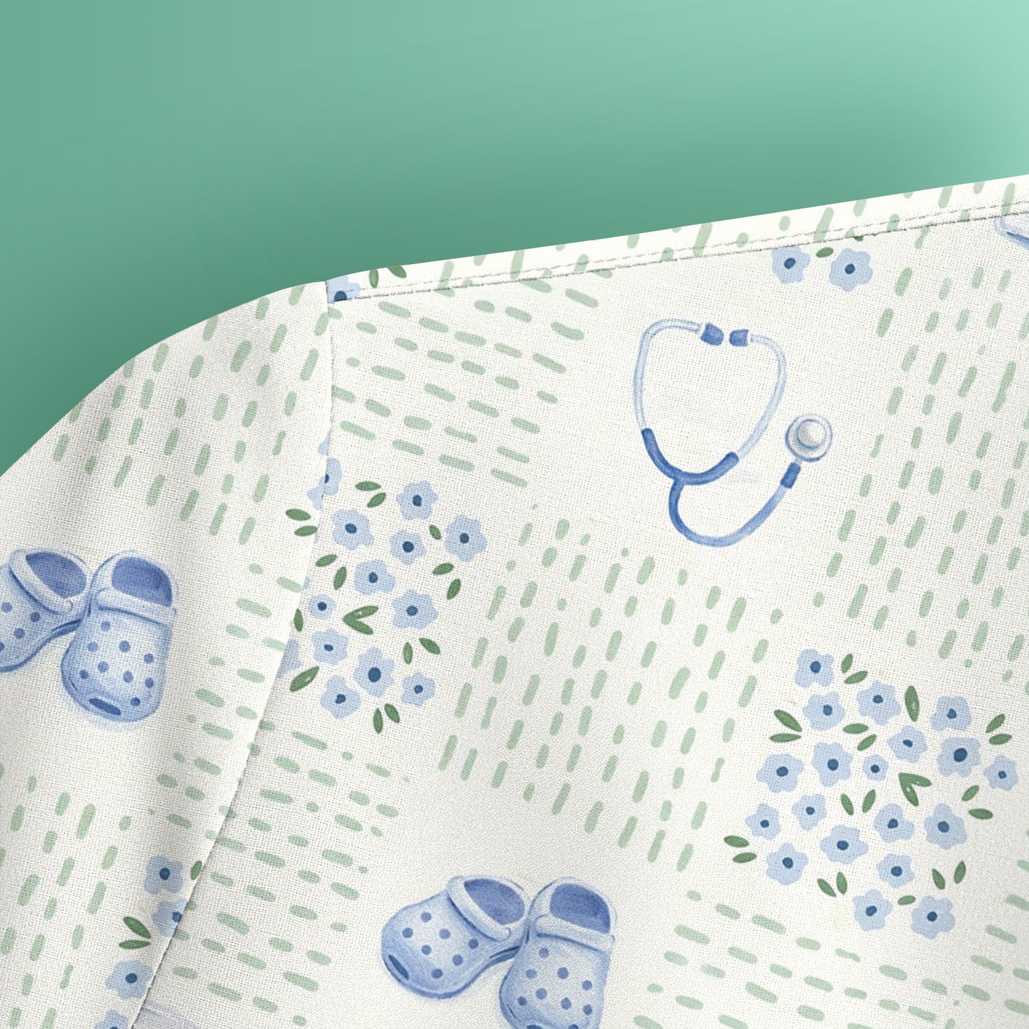 Cute Medical Essentials Pattern Scrub Top, Comfortable Scrubs for Nurses