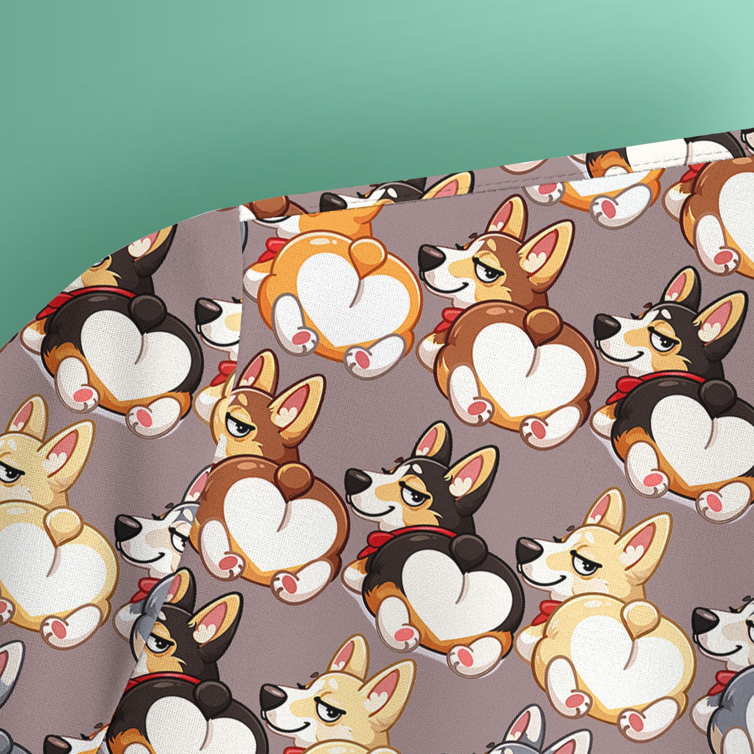 Funny Corgi Cartoon Pattern Scrub Top, Comfortable Scrubs for Nurses